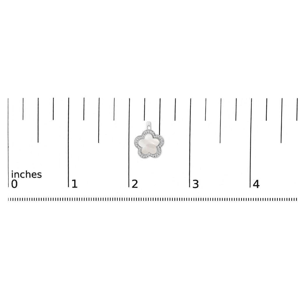14K White Gold Mother of Pearl and 1/5 Cttw Diamond Halo Star Stud Earrings - Friggin Jewelry Premium