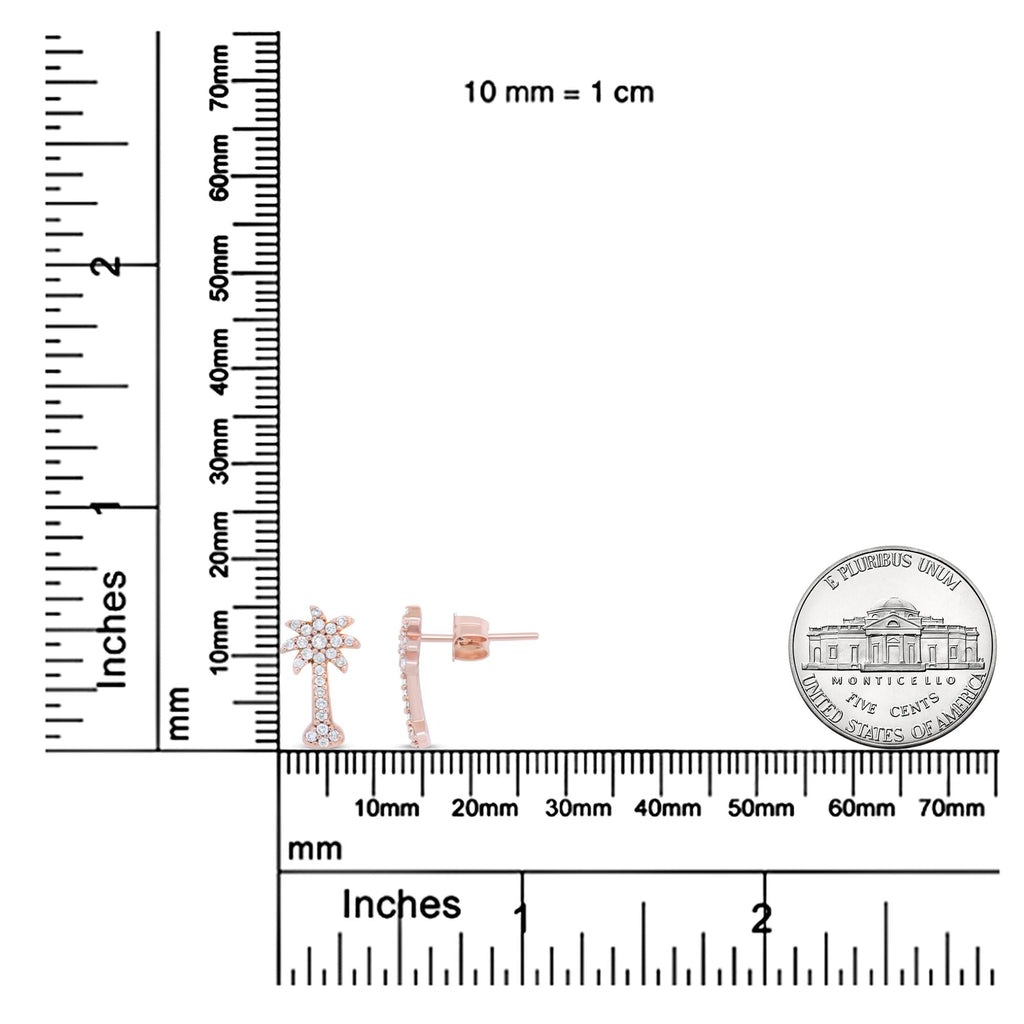10K Rose Gold 1/4 Cttw Diamond Palm Tree Push Back Stud Earrings (H-I Color, I1-I2 Clarity) - Friggin Jewelry
