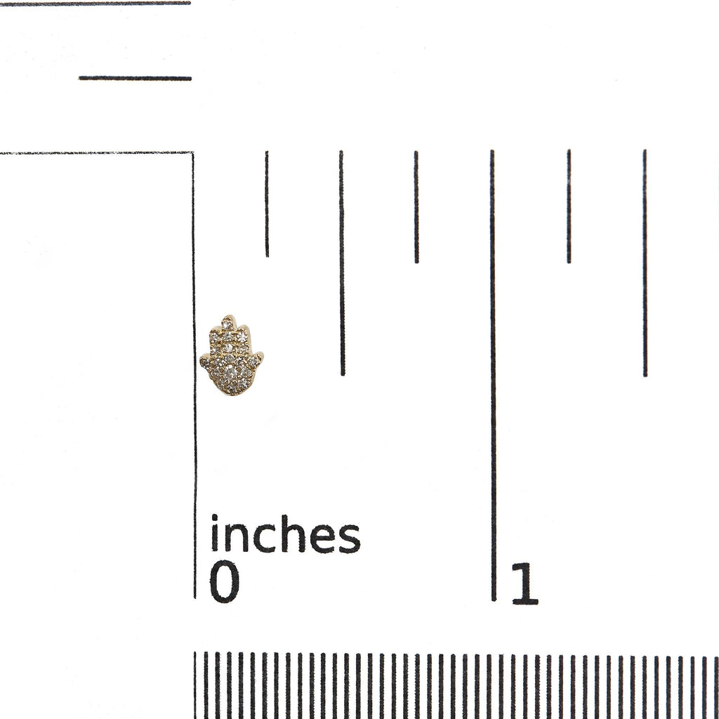 Aretes de oro amarillo de 10 quilates con hamsa y detalles de diamantes (color HI, claridad I1-I2) - Friggin Jewelry