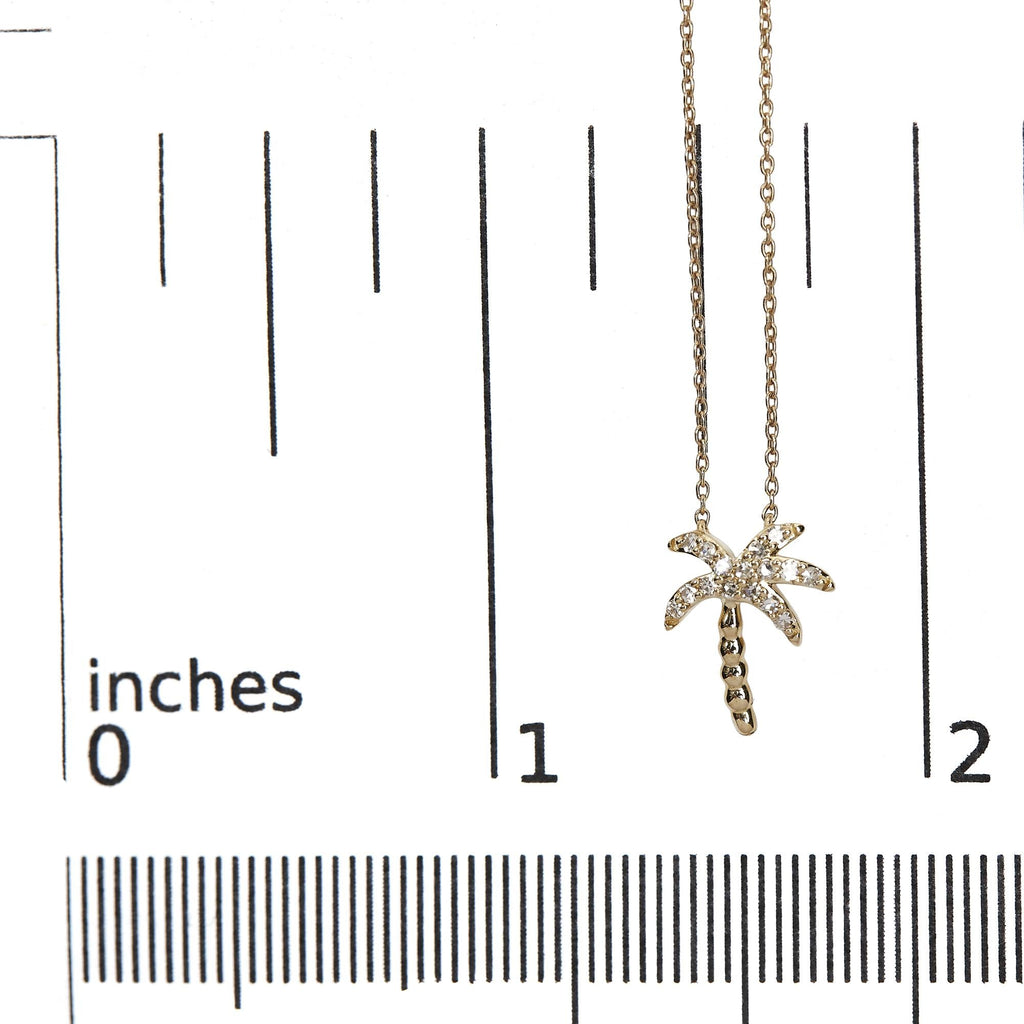 Collana con ciondolo a forma di palma in oro giallo 10 carati, 1/10 ct, con diamanti rotondi da 18 pollici (colore HI, purezza I1-I2) - Friggin Jewelry