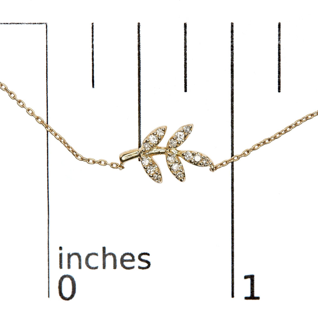 10K Yellow Gold 1/10 Cttw Diamond Leaf and Branch 18" Pendant Necklace (H-I Color, I1-I2 Clarity) - Friggin Jewelry