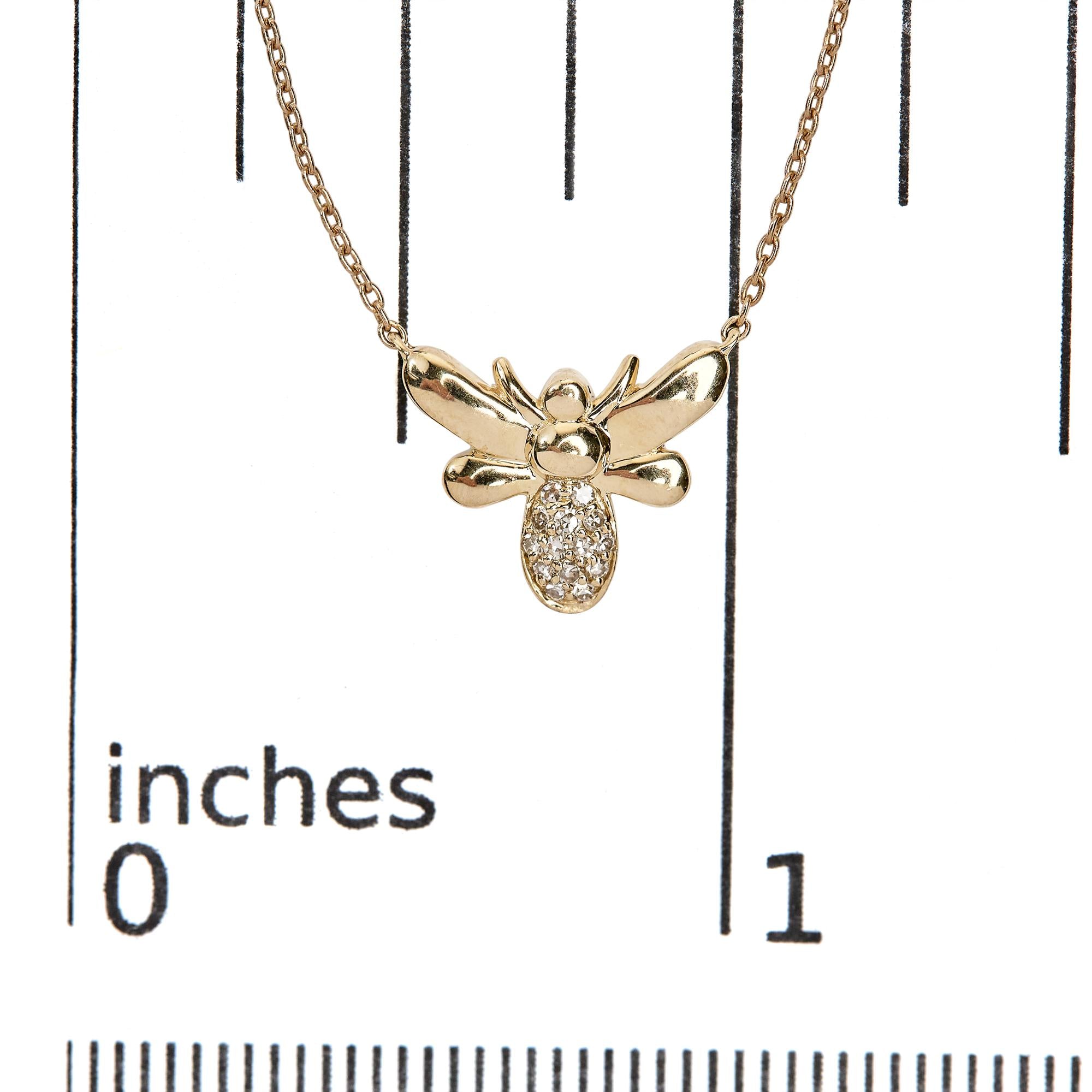 10K Yellow Gold Diamond Accented Bumble Bee Pendant 18" Inch Necklace (H-I Color, I1-I2 Clarity) - Friggin Jewelry