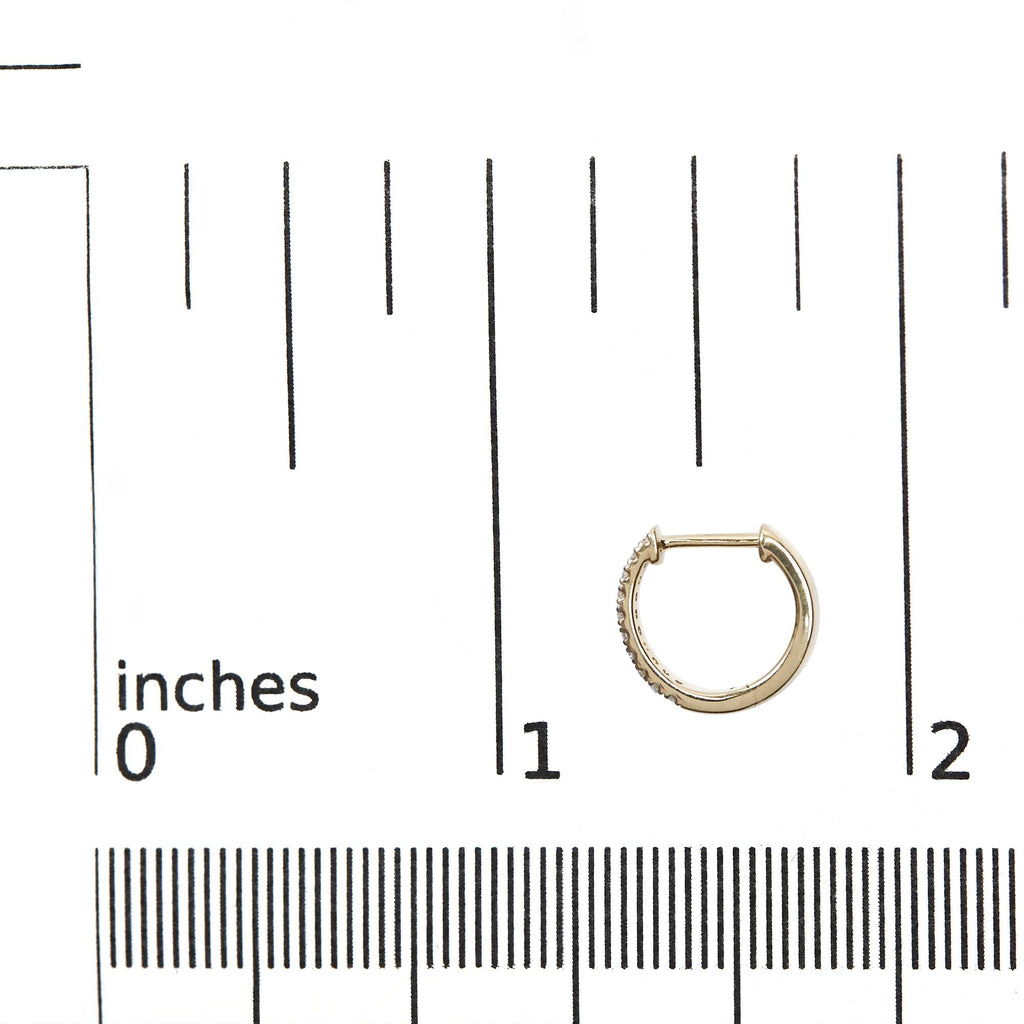 10K Yellow Gold 1/10 Cttw Diamond and Rope Twist Huggy Hoop Earrings (H-I Color, I1-I2 Clarity) - Friggin Jewelry