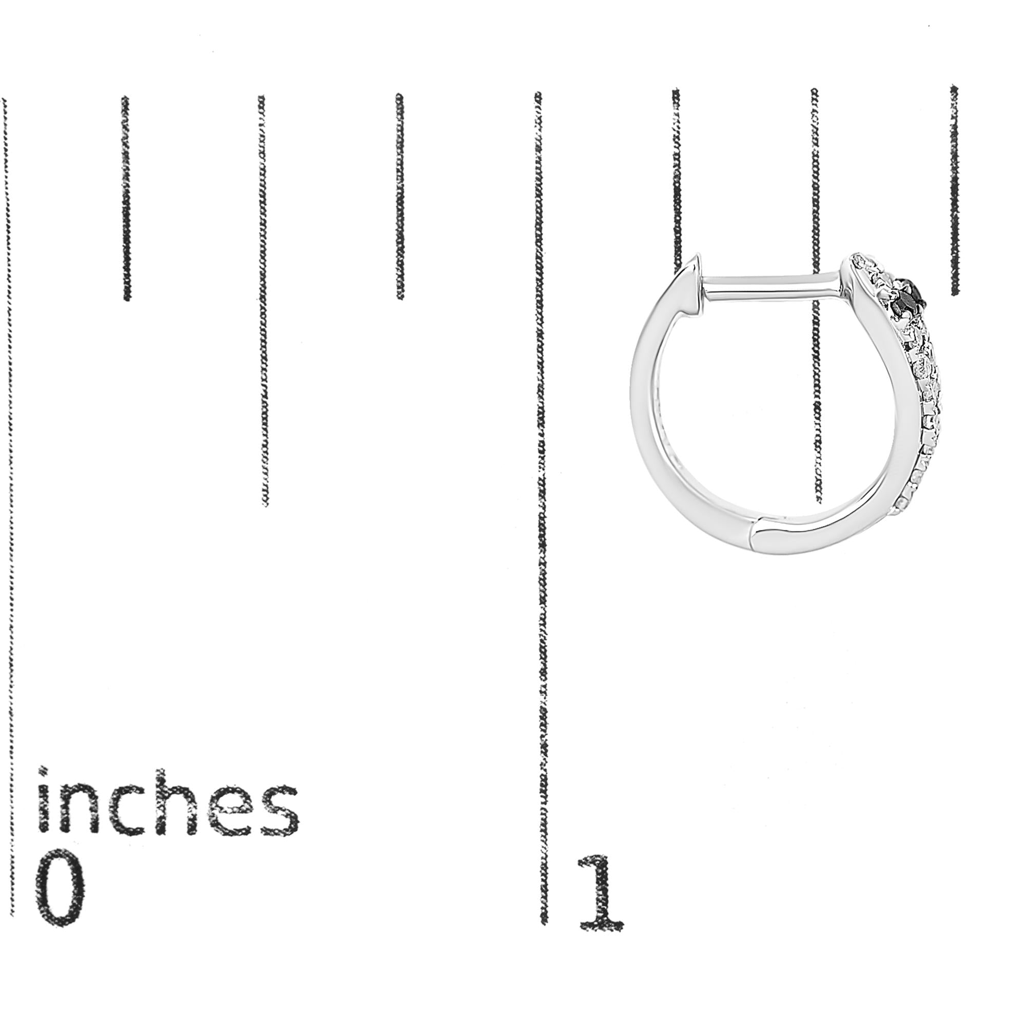 10K White Gold 1/5 Cttw Diamond Snake Eyes Huggy Hoop Earrings - Friggin Jewelry