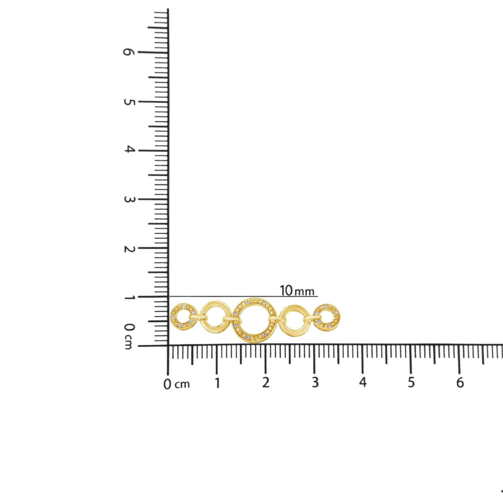 10K Yellow Gold over .925 Sterling Silver Diamond Accented Graduated Infinity Open Circle 6”-9” Adjustable Bolo Bracelet (H-I Color, I2-I3 Clarity) - Friggin Jewelry