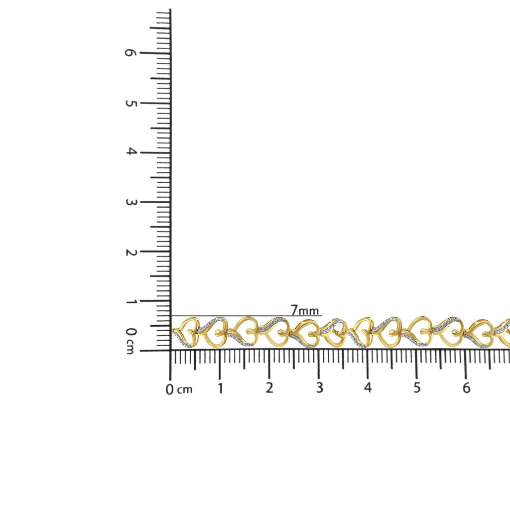 10K Yellow Gold over .925 Sterling Silver Diamond Accented Open Hearts 6”-9” Adjustable Chain Bolo Bracelet (H-I Color, I2-I3 Clarity) - Friggin Jewelry