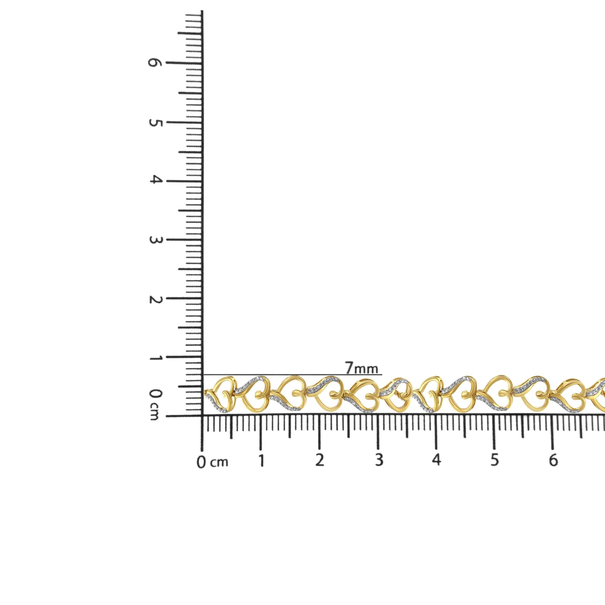 10K Yellow Gold over .925 Sterling Silver Diamond Accented Open Hearts 6”-9” Adjustable Chain Bolo Bracelet (H-I Color, I2-I3 Clarity) - Friggin Jewelry