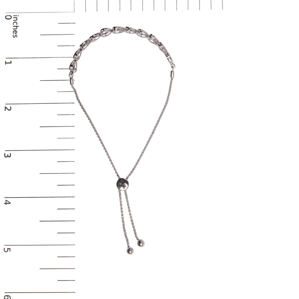 .925 Sterling Silver 1/10 Cttw Diamond Heart Link Bolo Bracelet (I-J Color, I2-I3 Clarity) - Friggin Jewelry