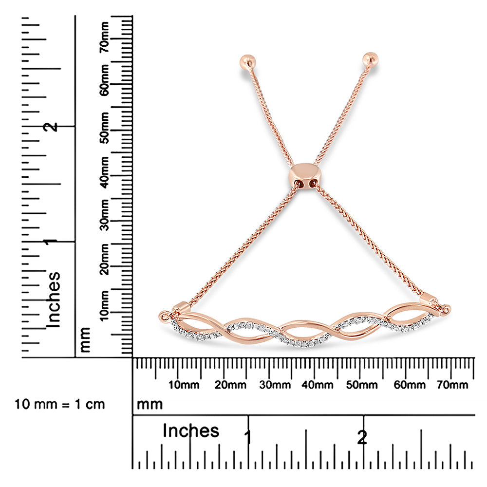 Pulsera bolo ajustable con diamantes de 10 a 25 cm en plata de ley 925 (color IJ, claridad I2-I3) - Friggin Jewelry