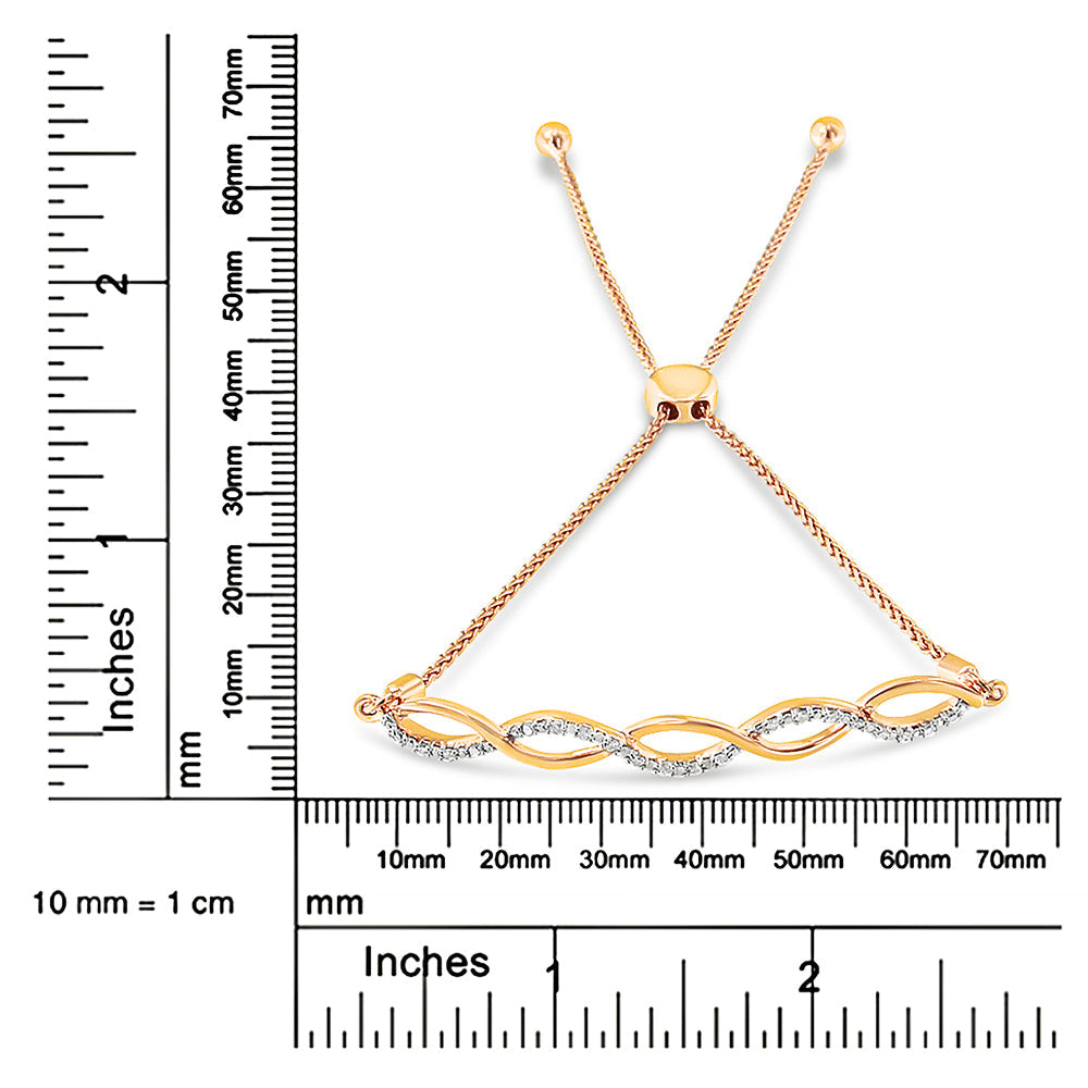 .925 Sterling Silver Diamond Infinity Twist 4”-10” Adjustable Bolo Bracelet (I-J Color, I2-I3 Clarity) - Friggin Jewelry