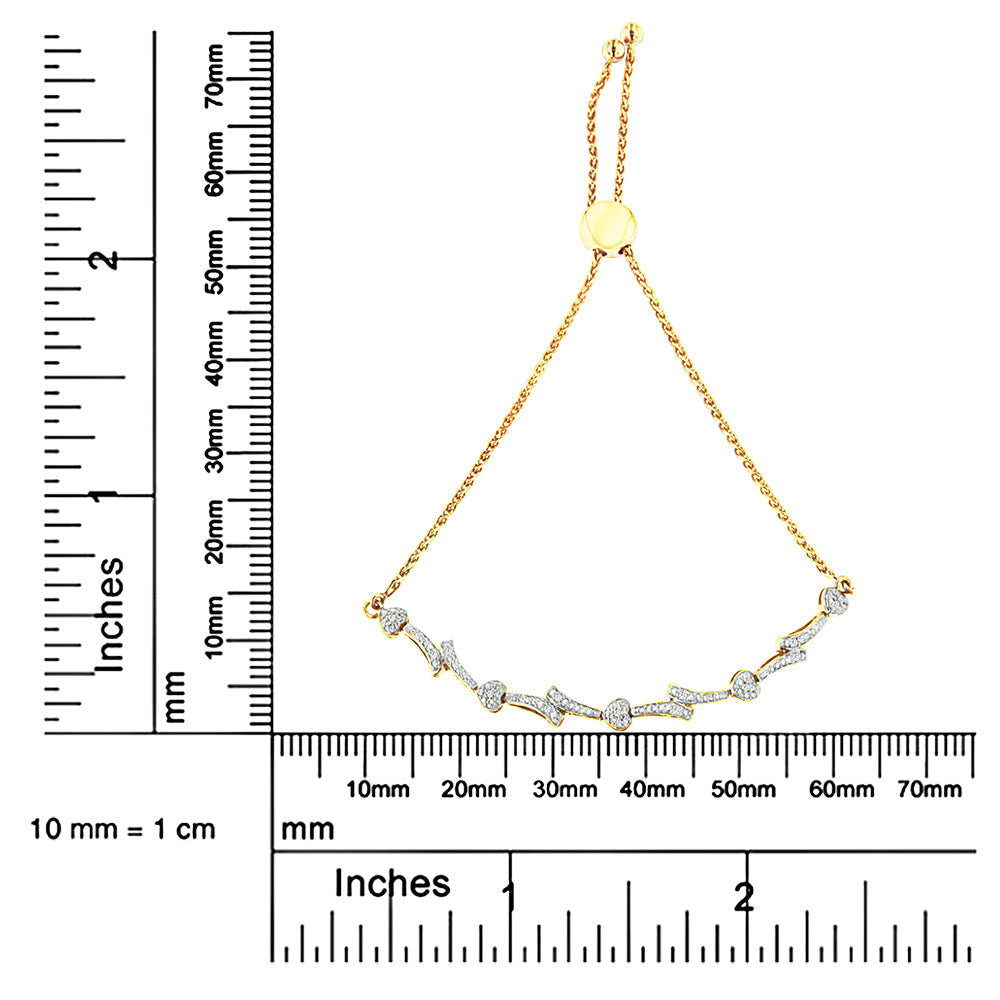 Pulsera bolo de plata de ley 925 con detalles de diamantes y eslabones ondulados (color IJ, claridad I2-I3) - Ajustable de 15 a 23 cm - Friggin Jewelry