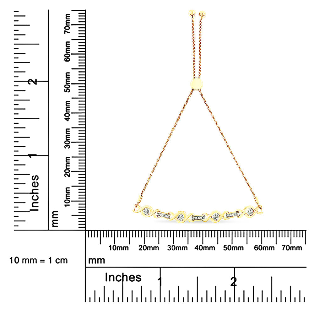 .925 Sterling Silver Channel Set Diamond Accent Twist 4”-10” Adjustable Bolo Bracelet (I-J Color, I3 Clarity) - Friggin Jewelry