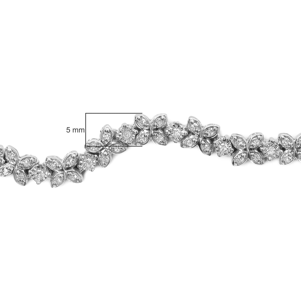 Pulsera bolo ajustable de plata de ley 925 con diamantes de 1/4 ct y eslabones en forma de marquesa de 4" a 10" (color IJ, claridad I1-I2) - Friggin Jewelry