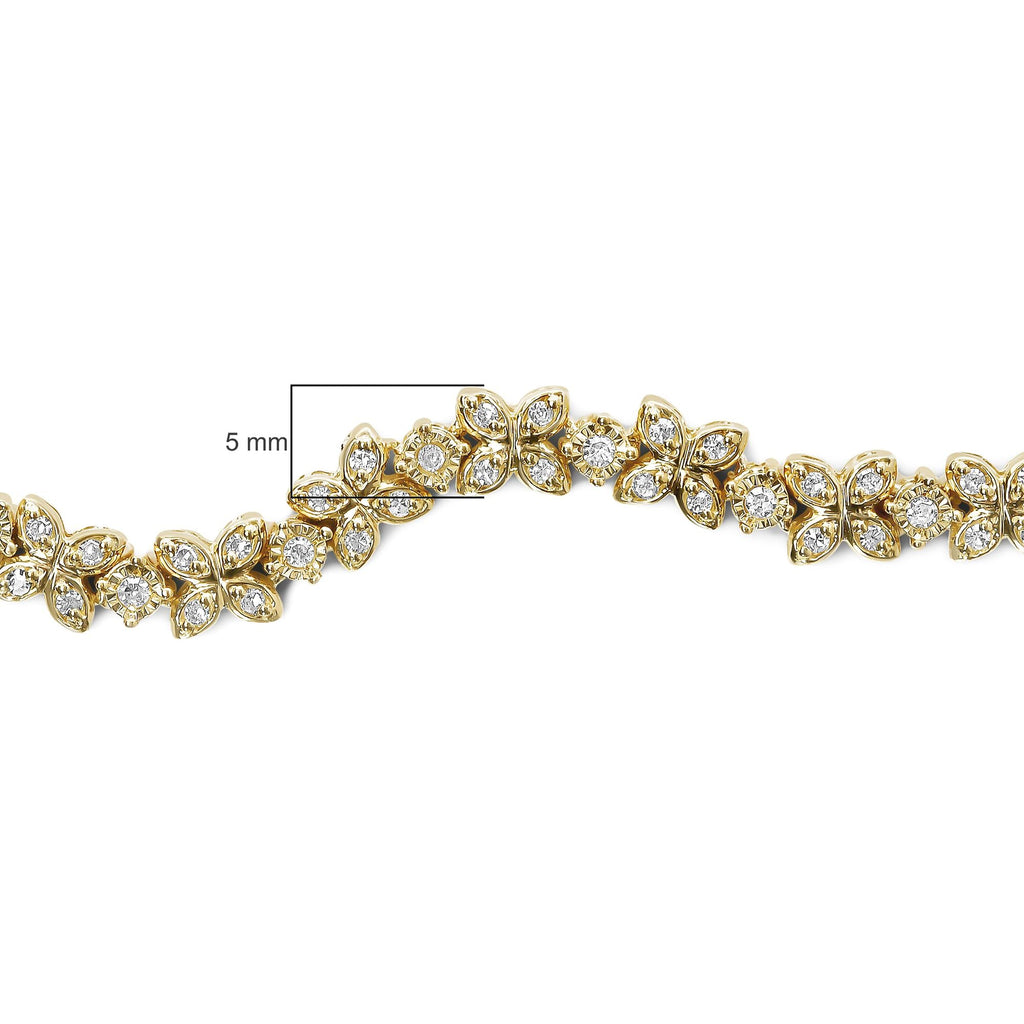 18K Yellow Gold Plated .925 Sterling Silver 1/4 Cttw Diamond Marquise Shaped Link 4"-10" Adjustable Bolo Bracelet (I-J Color, I1-I2 Clarity) - Friggin Jewelry