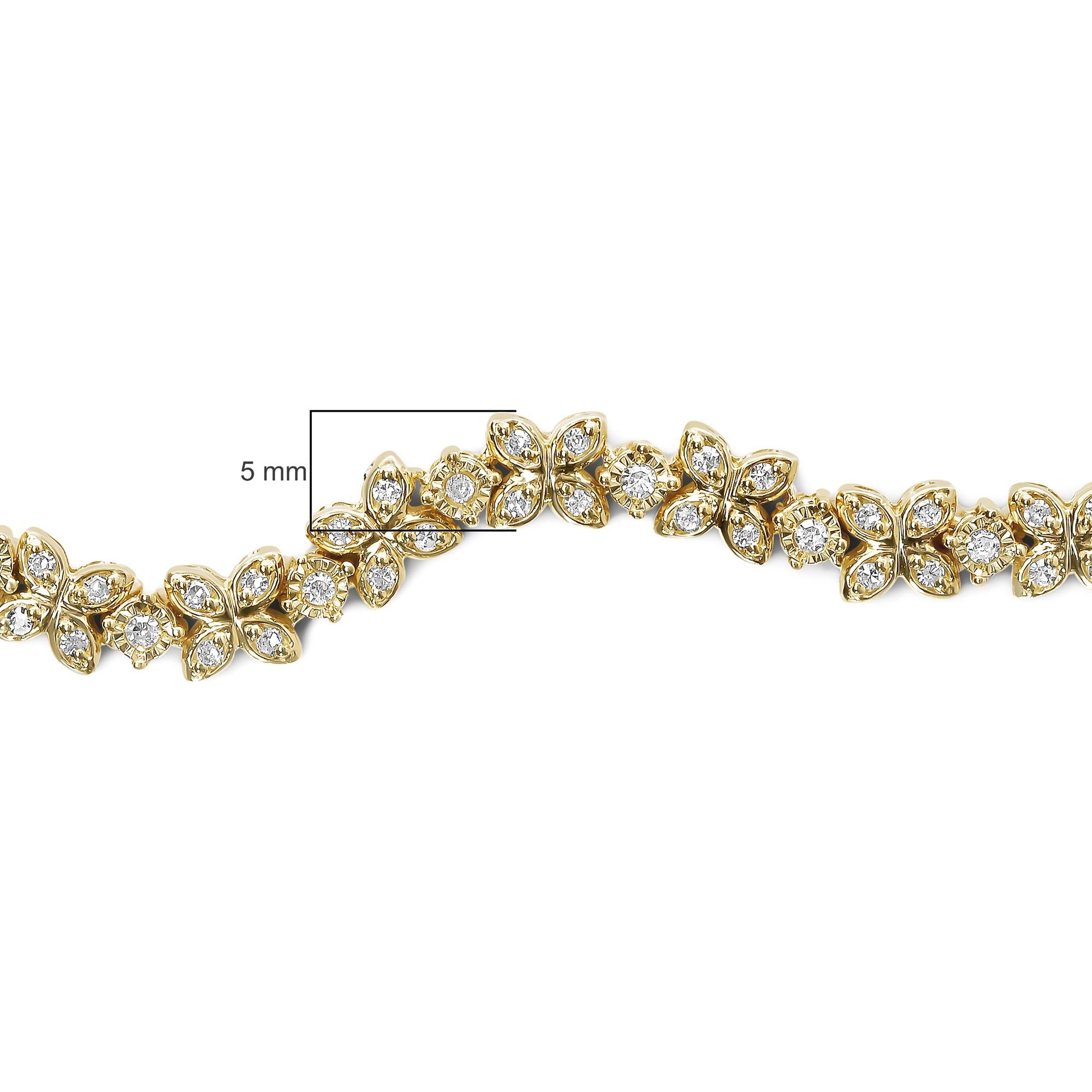 18K Yellow Gold Plated .925 Sterling Silver 1/4 Cttw Diamond Marquise Shaped Link 4"-10" Adjustable Bolo Bracelet (I-J Color, I1-I2 Clarity) - Friggin Jewelry