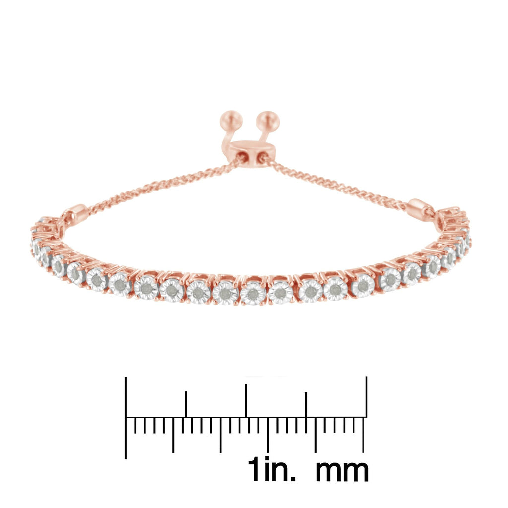 Pulsera de tenis bolo ajustable de 10 a 25 cm de plata de ley 925 con diamantes de 1/4 ct engastados milagros (color IJ, claridad I3) - Friggin Jewelry