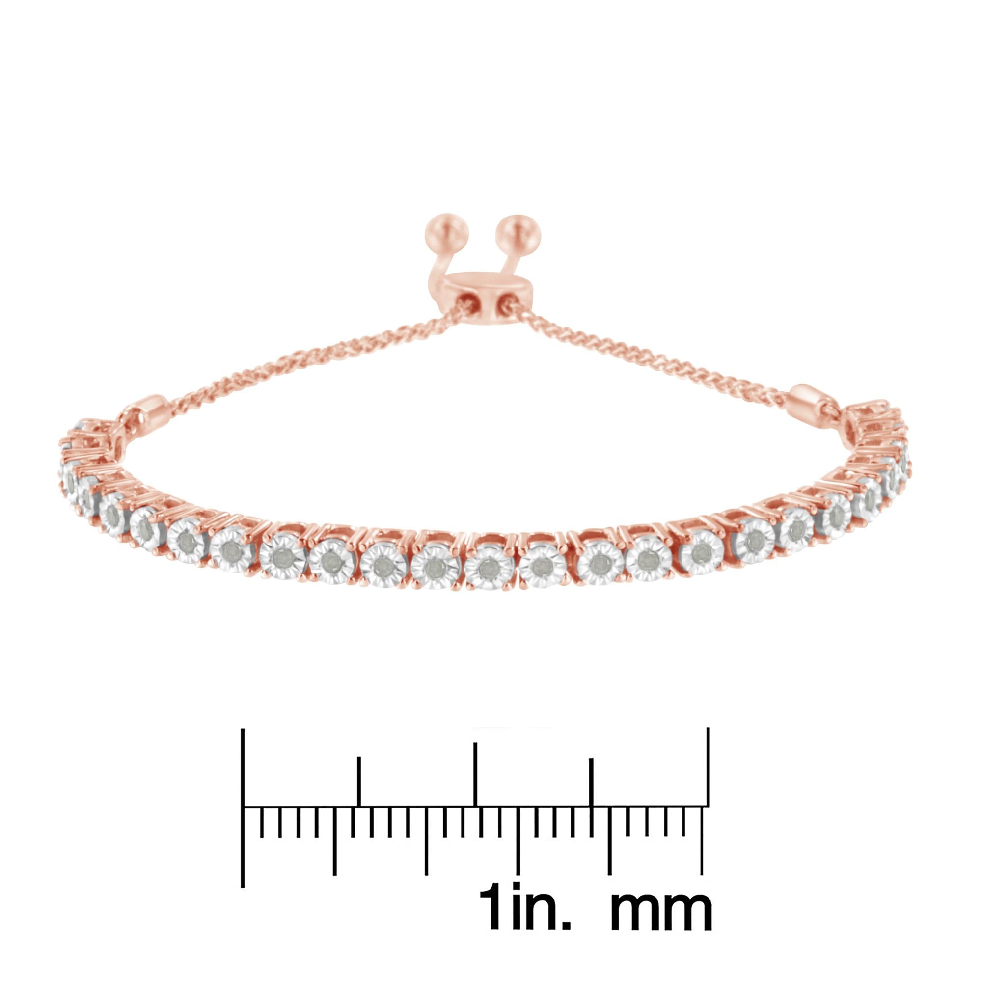 .925 Sterling Silver 1/4 Cttw Miracle-Set Diamond 4”-10” Adjustable Bolo Tennis Bracelet (I-J Color, I3 Clarity) - Friggin Jewelry