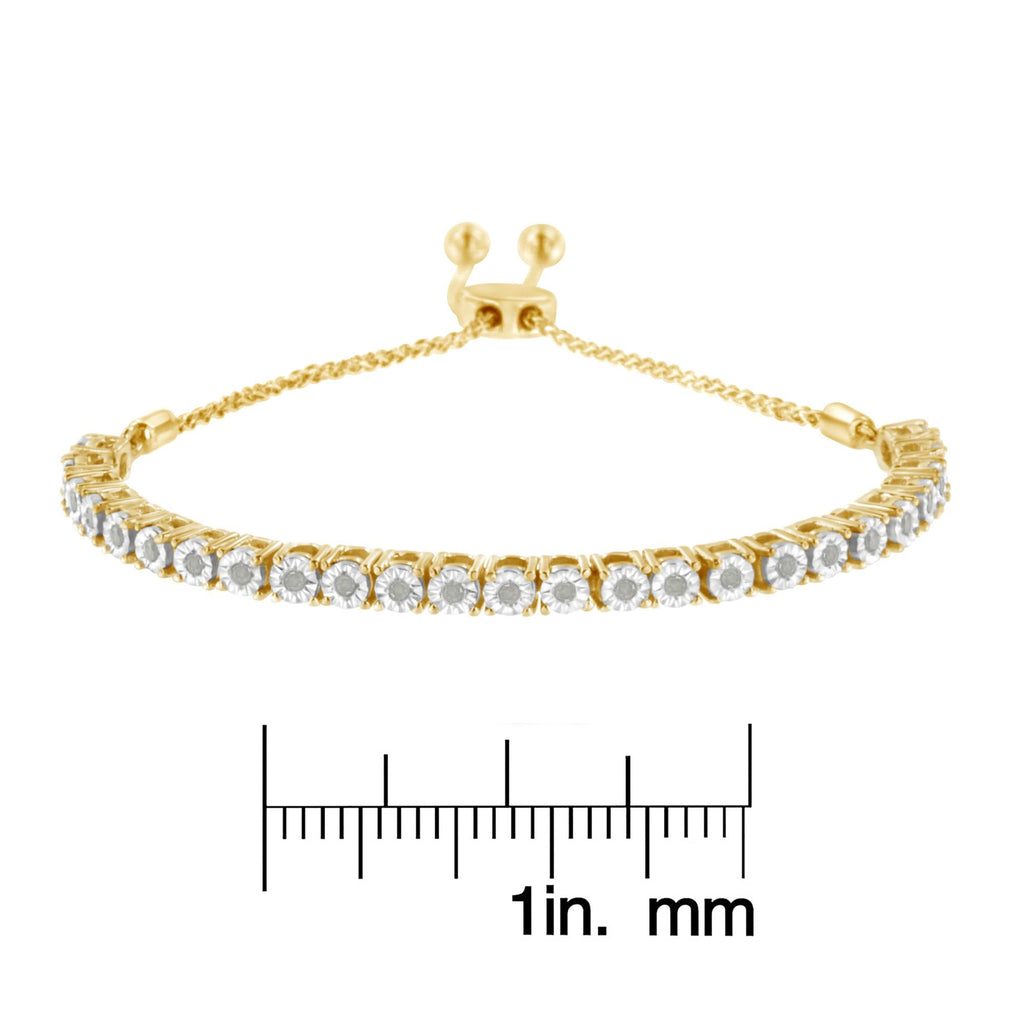Pulsera de tenis bolo ajustable de 10 a 25 cm de plata de ley 925 con diamantes de 1/4 ct engastados milagros (color IJ, claridad I3) - Friggin Jewelry