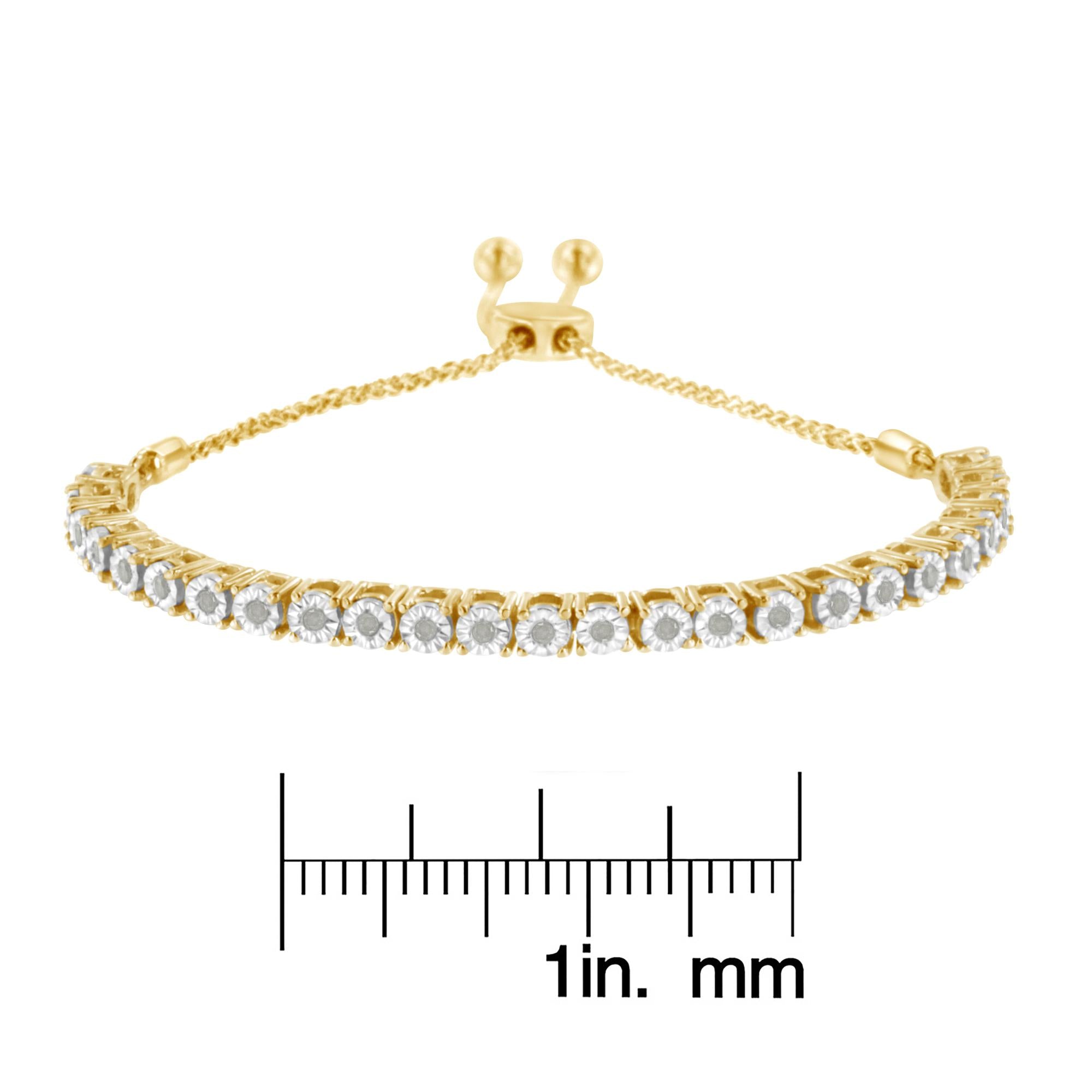 Pulsera de tenis bolo ajustable de 10 a 25 cm de plata de ley 925 con diamantes de 1/4 ct engastados milagros (color IJ, claridad I3) - Friggin Jewelry