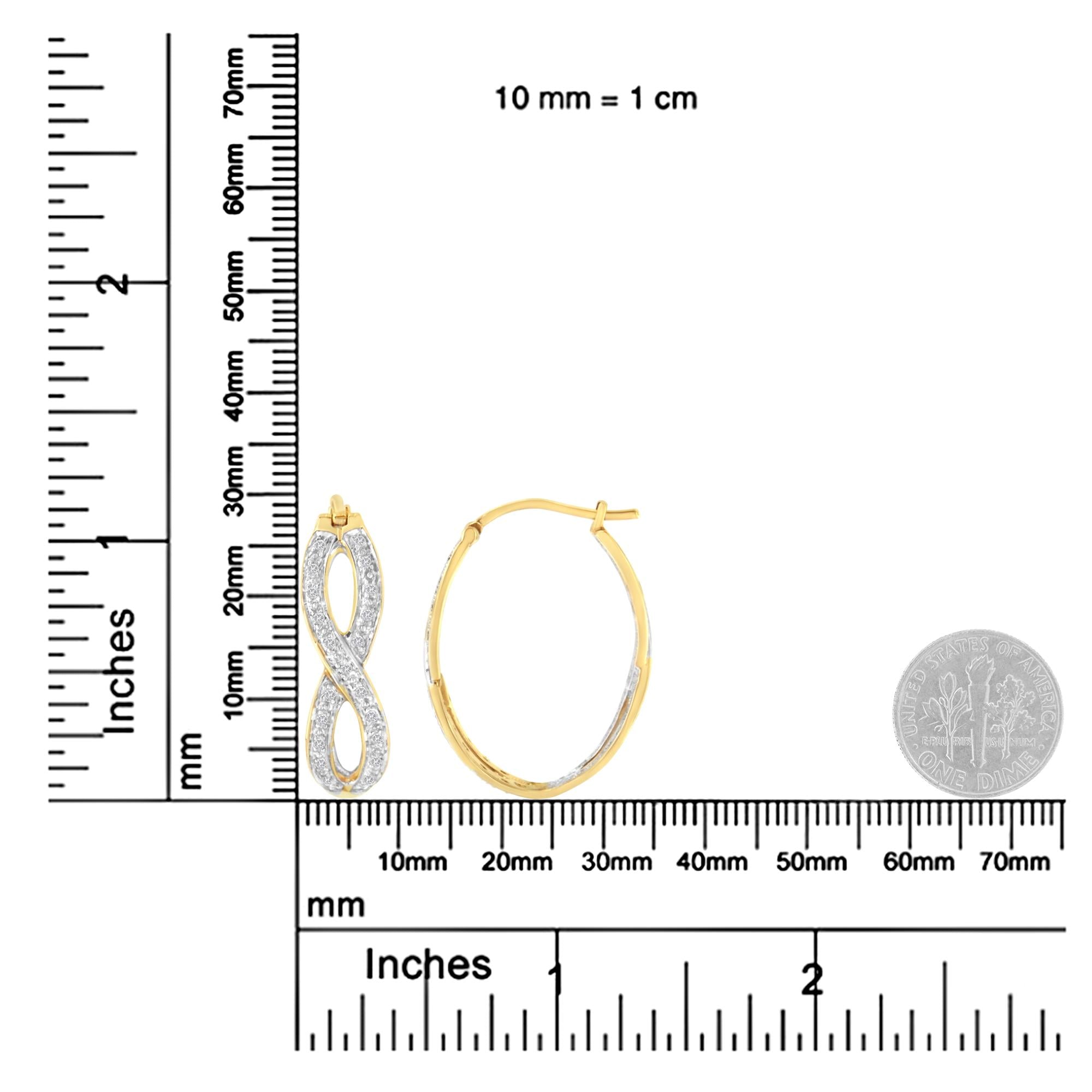 10K Yellow and White Gold 1/4 cttw Diamond Double Infinity Hoop Earrings (I-J Clarity, I1-I2 Color) - Friggin Jewelry