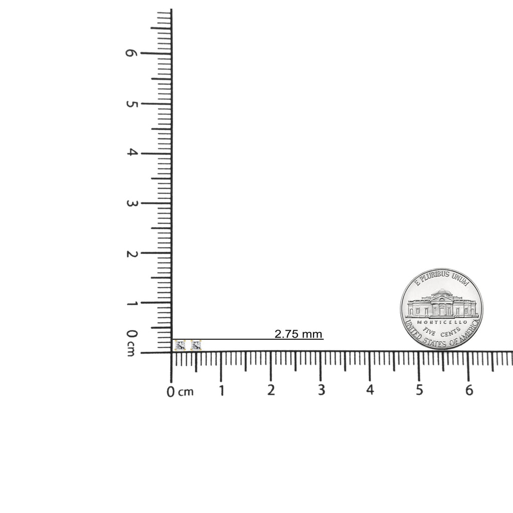 Orecchini a bottone con chiusura a pressione in oro giallo 14k certificato AGS da 1/4 cttw con 4 griffe e diamanti taglio principessa (colore FG, purezza SI2-I1) - Friggin Jewelry