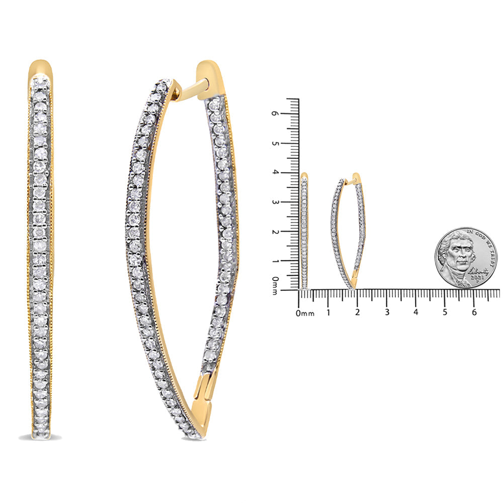 Aretes de oro amarillo de 10 k con diamantes de talla redonda (1 ct, color IJ, claridad I2-I3) - Friggin Jewelry
