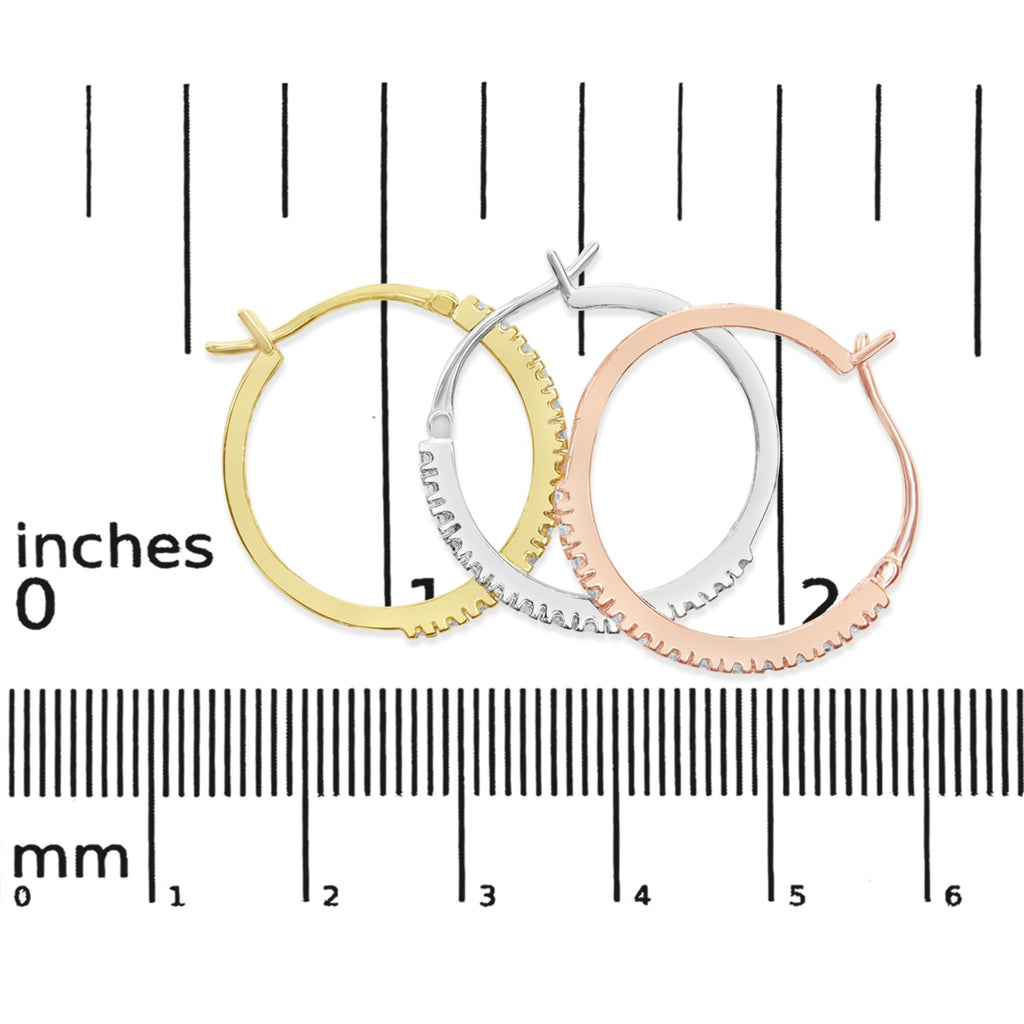 Orecchini a cerchio triplo in oro tricolore 14K con diamanti da 1/3 carati (colore IJ, purezza I2-I3) - 22 mm - Friggin Jewelry