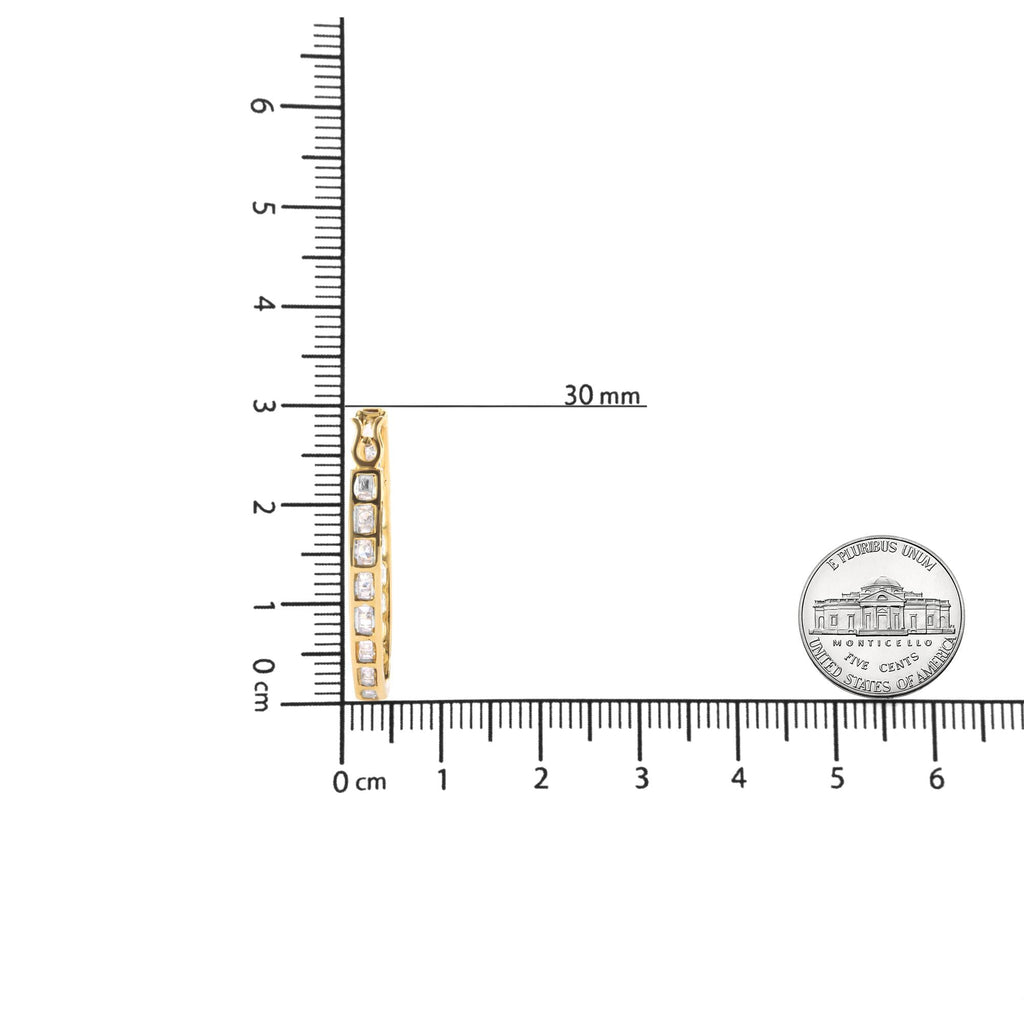 Orecchini a cerchio a U in oro giallo 10 carati con diamanti taglio baguette e taglio rotondo da 1,00 ct (colore HI, purezza SI2-I1) - Friggin Jewelry
