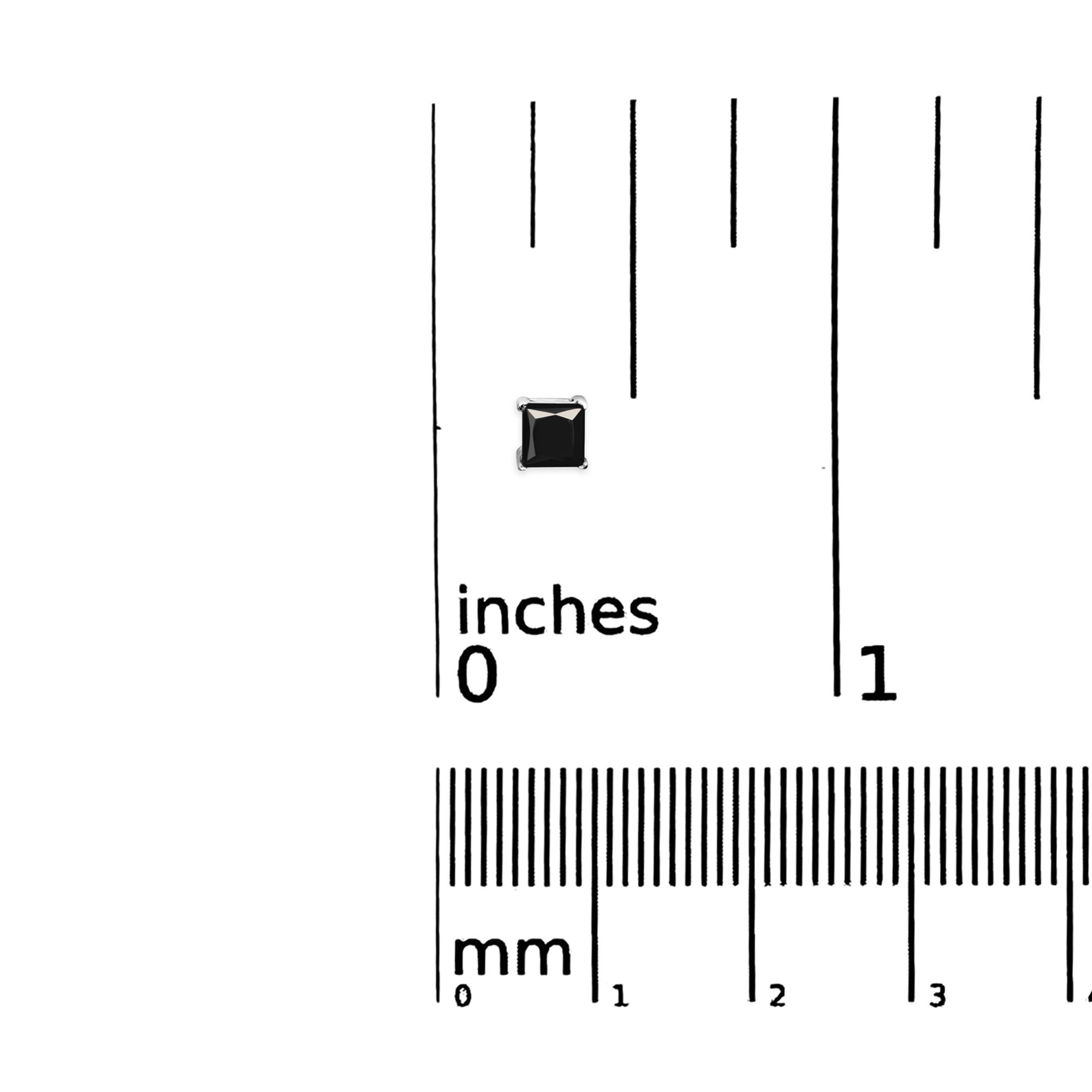 14K White Gold Princess-Cut Treated Black Diamond Classic 4-Prong Stud Earrings - Pushback - Friggin Jewelry