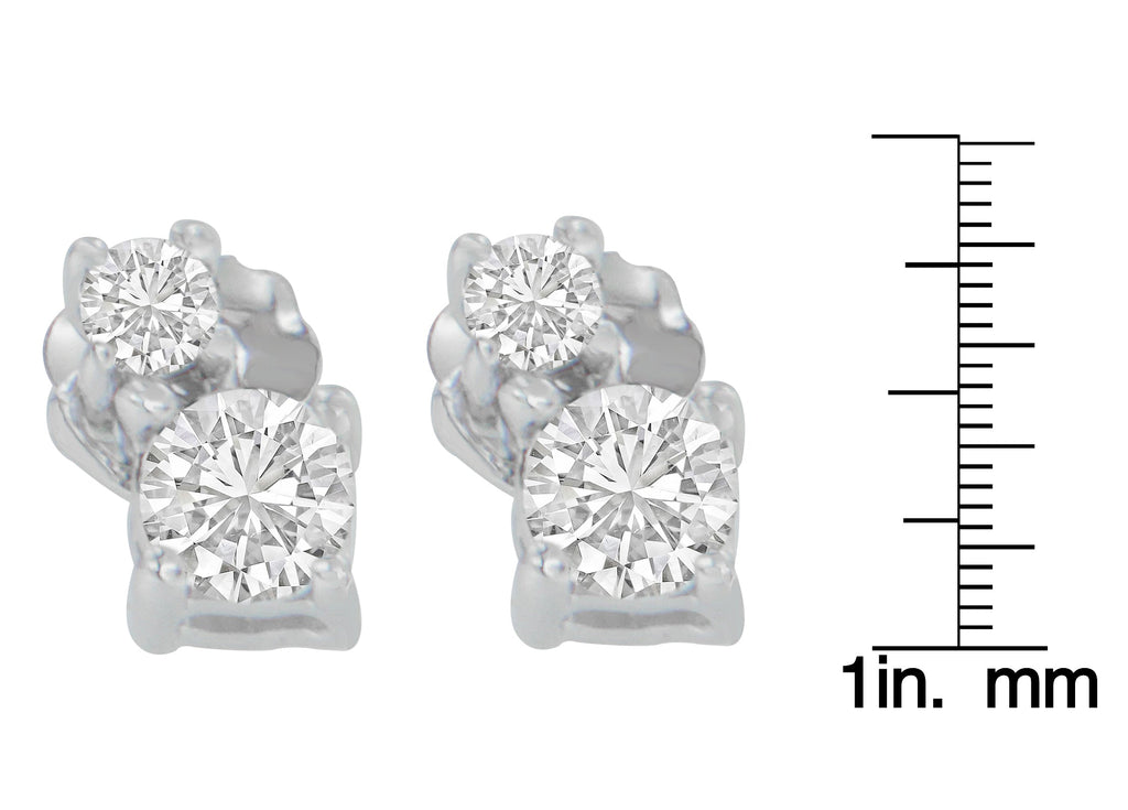 14K White Gold 1/2 cttw Round Cut Diamond Earrings (H-I, SI2-I1) - Friggin Jewelry