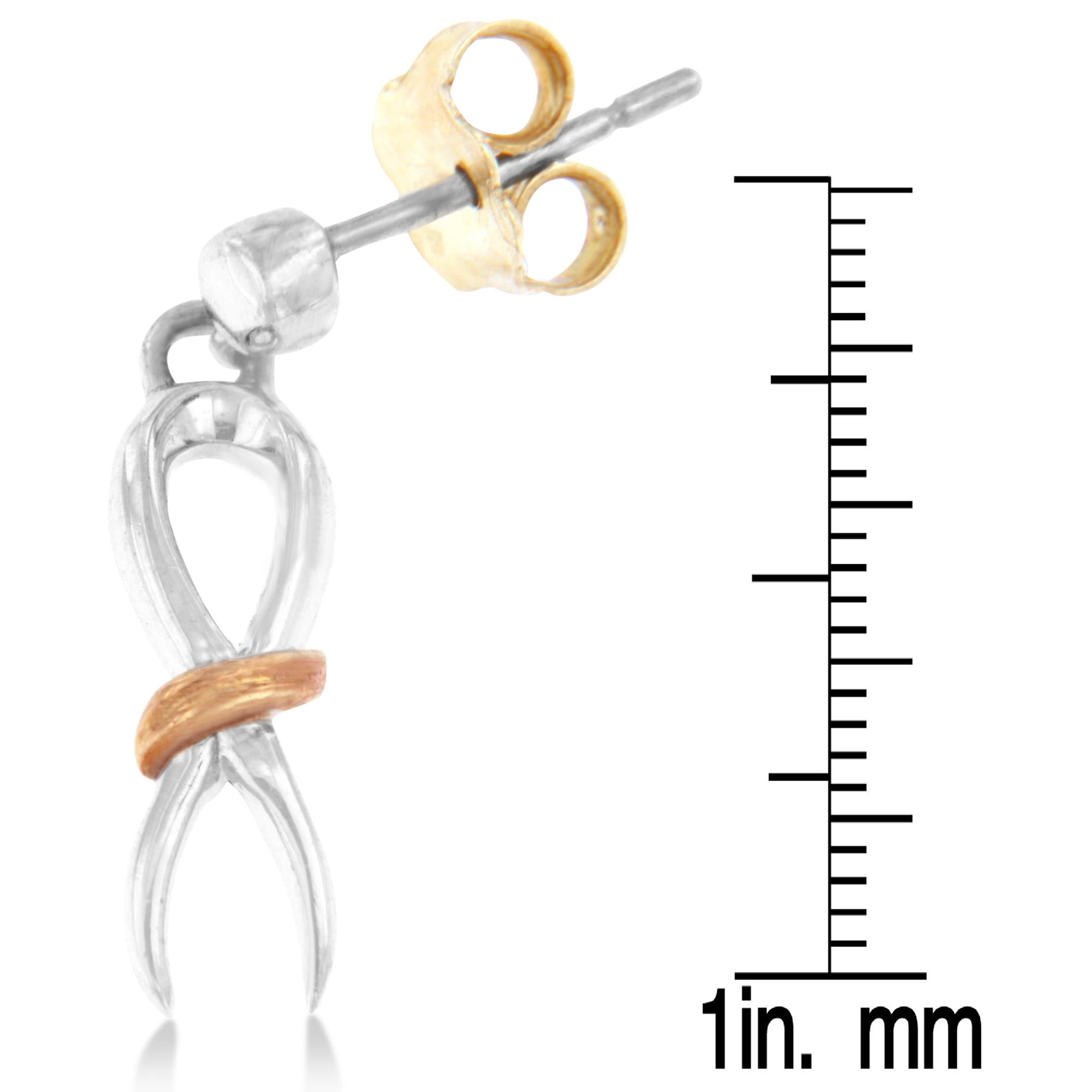Two-Toned Sterling Silver Awareness Ribbon Dangle Earrings - Friggin Jewelry