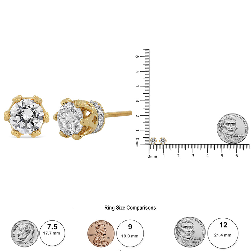 Aretes de oro de 14 quilates con corona de diamantes redondos de 1/2 quilates (color IJ, claridad I1-I2) - Friggin Jewelry