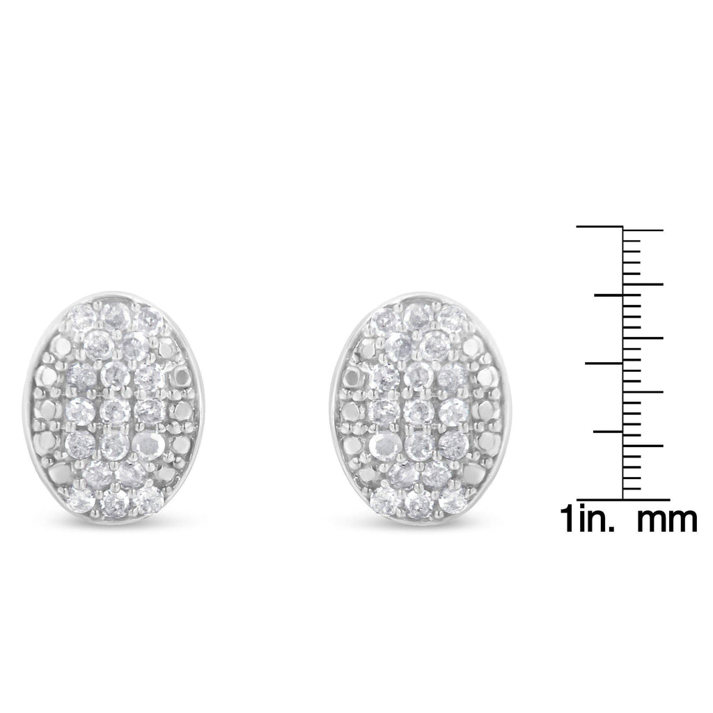 Pendientes de plata de ley con diamantes redondos y ovalados (1/2 ct, color IJ, claridad I2-I3) - Friggin Jewelry