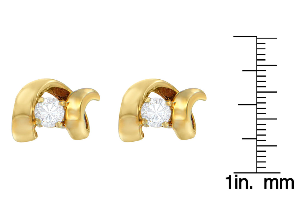 10K Gold 1/10 Cttw Round Brilliant-Cut Diamond Espira Swirls Solitaire Push Back Stud Earrings (I-J Color, I1-I2 Clarity) - Friggin Jewelry