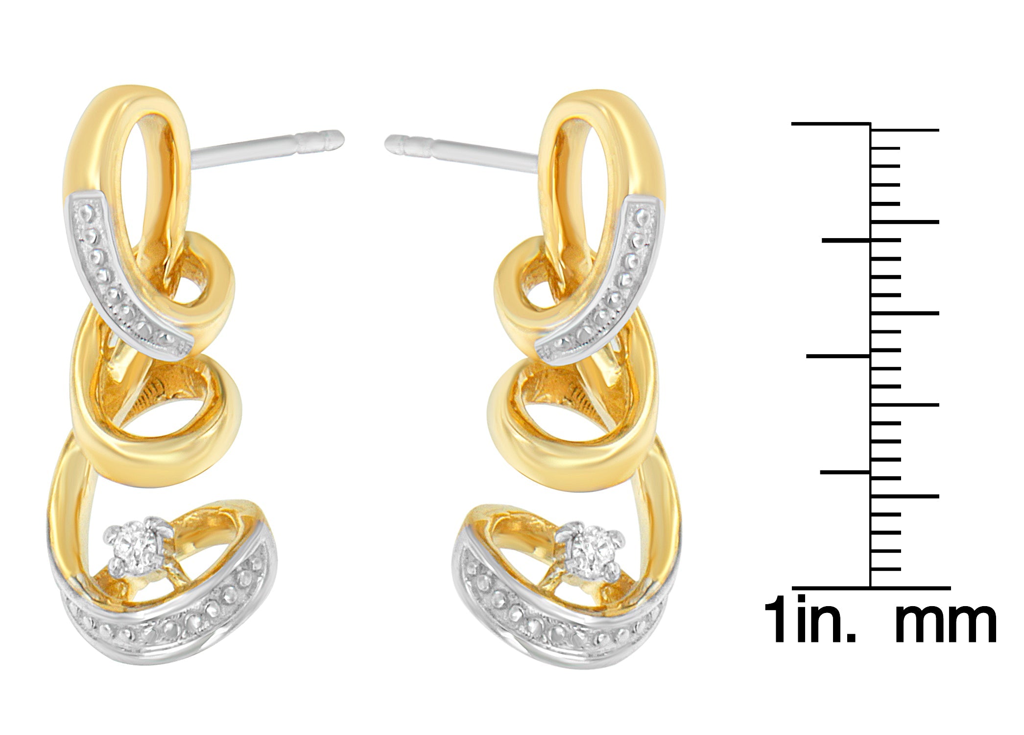 Espira 10K Two Tone Gold Round cut Diamond Earring (0.05 cttw, J-K Color, I2-I3 Clarity) - Friggin Jewelry