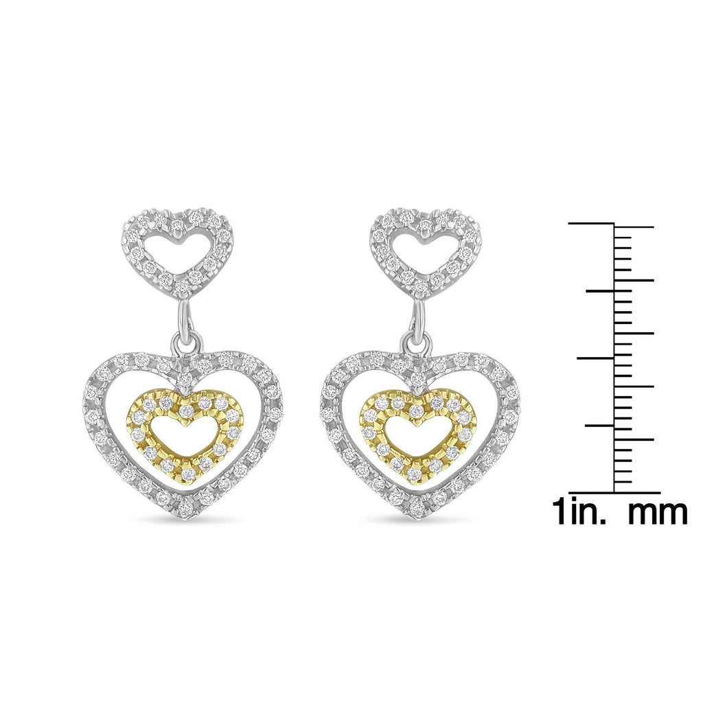 14K Two Toned 1/2 cttw Round Cut Diamond Earrings (H-I, SI1-SI2) - Friggin Jewelry