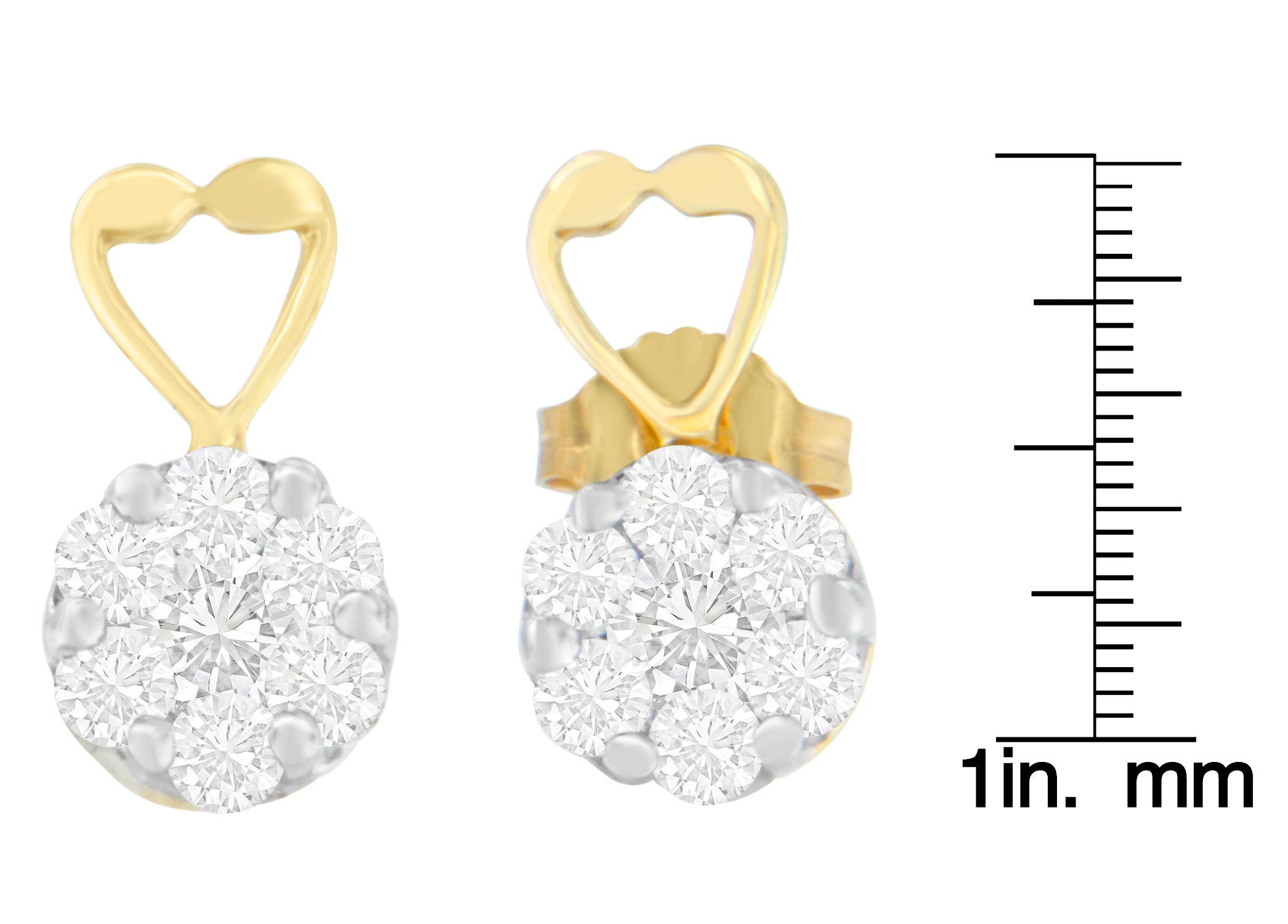 14K Yellow Gold 1ct. TDW Round-cut Diamond Earrings (I-J,SI2-I1) - Friggin Jewelry