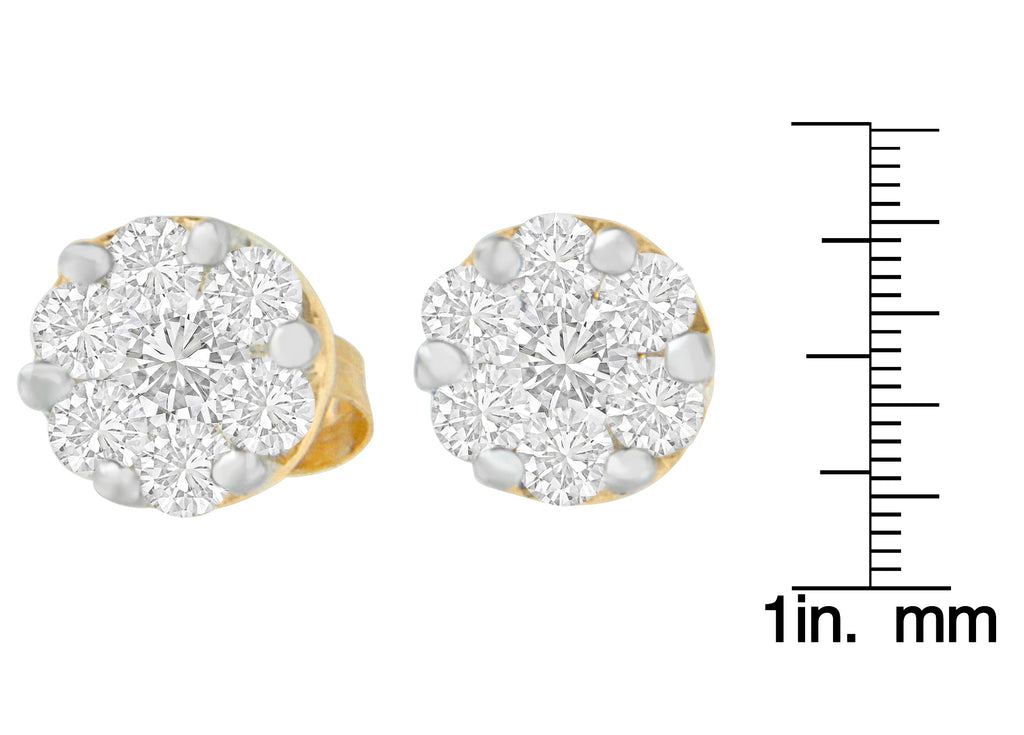 Aretes de oro amarillo de 14 quilates con diamantes de talla redonda de 3/4 ct (IJ, SI2-I1) - Friggin Jewelry