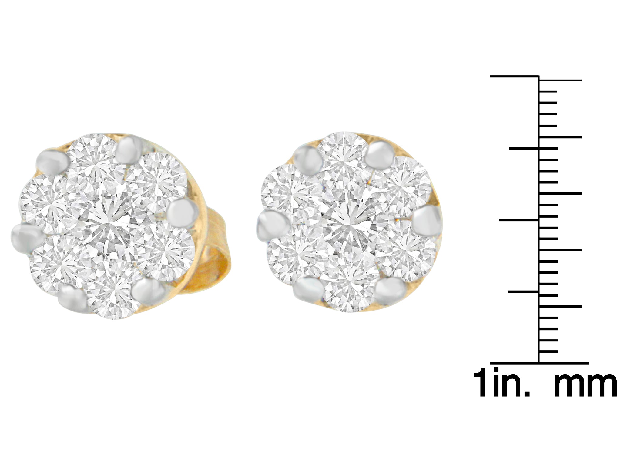 Aretes de oro amarillo de 14 quilates con diamantes de talla redonda de 3/4 ct (IJ, SI2-I1) - Friggin Jewelry