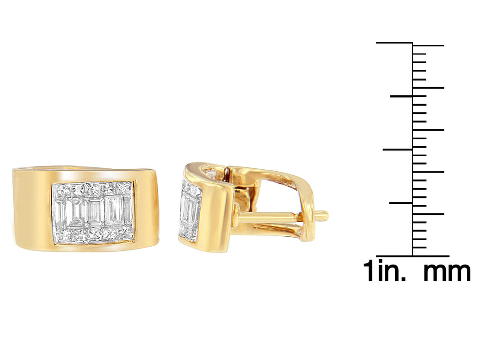 14K Yellow Gold 1/2 cttw Diamond Huggie Earrings (H-I, VS2-SI1) - Friggin Jewelry
