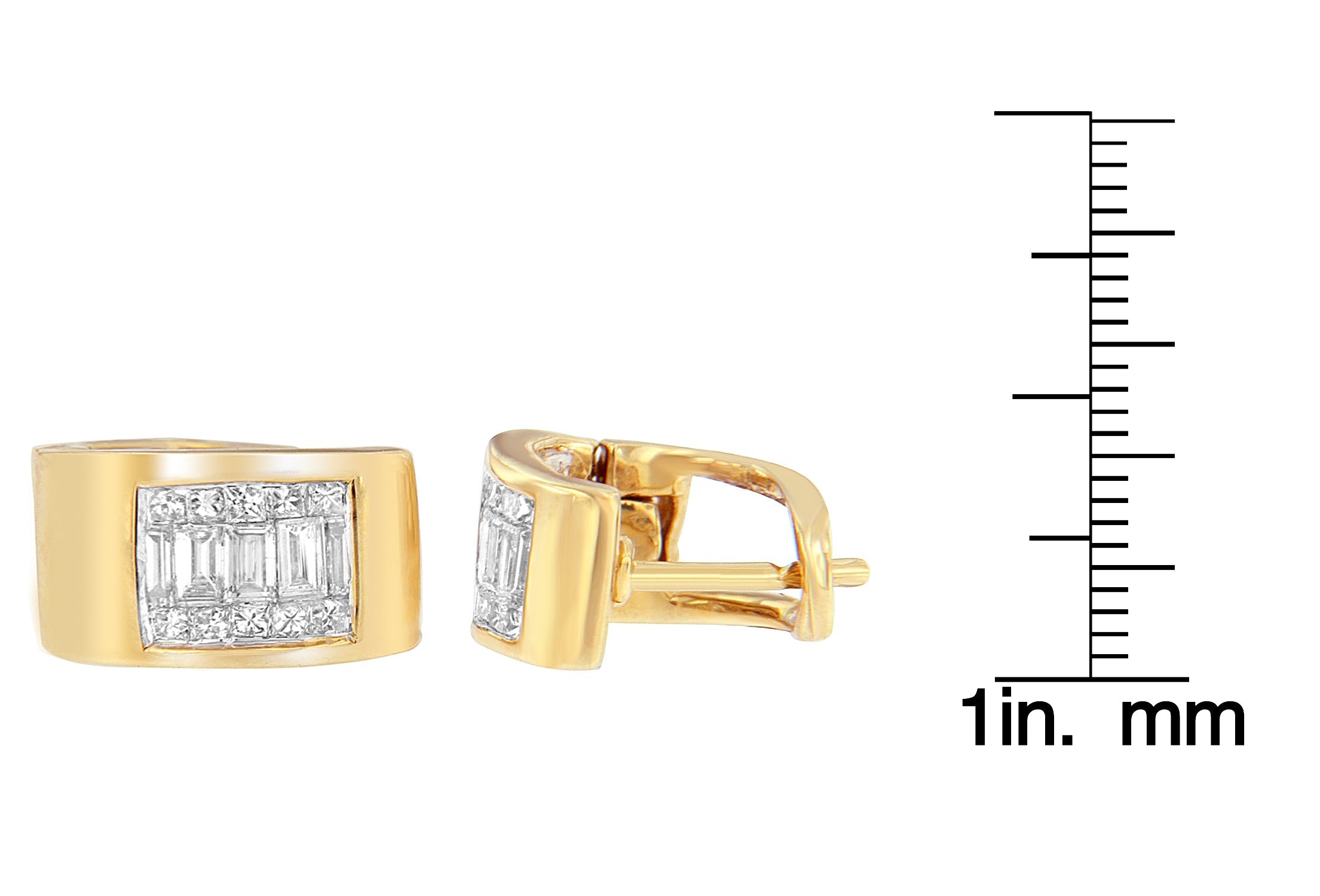 14K Yellow Gold 1/2 cttw Diamond Huggie Earrings (H-I, VS2-SI1) - Friggin Jewelry