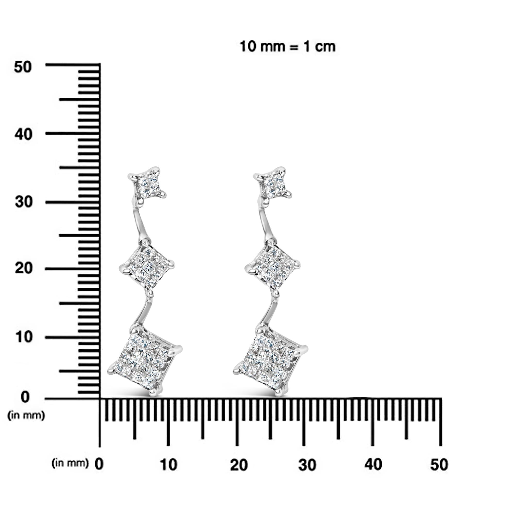 14K White Gold 1 cttw Princess Cut Diamond Earrings (G-H, VS1-VS2) - Friggin Jewelry Premium