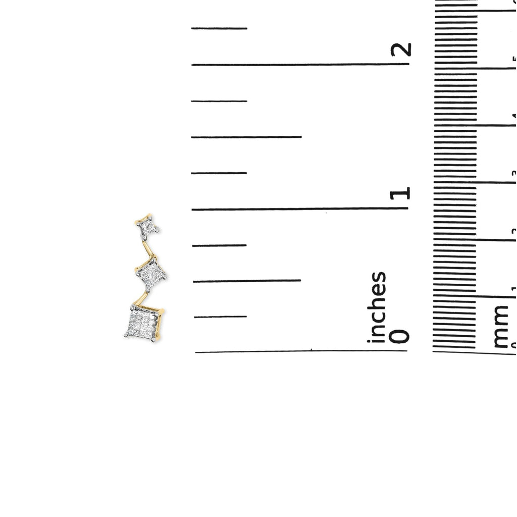 14K Yellow Gold 1 cttw Princess Cut Diamond Earrings (H-I, SI1-SI2) - Friggin Jewelry