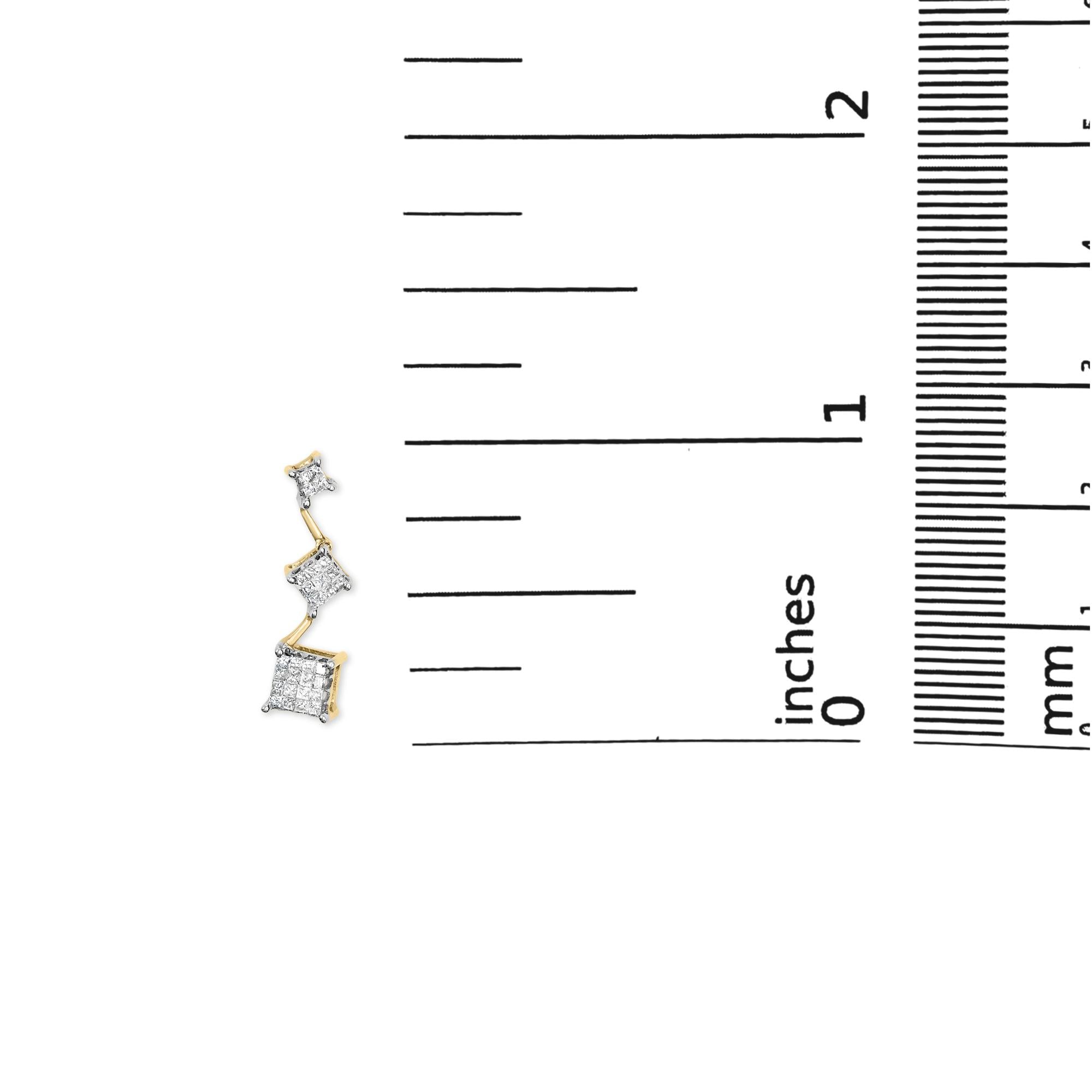 14K Yellow Gold 1 cttw Princess Cut Diamond Earrings (H-I, SI1-SI2) - Friggin Jewelry