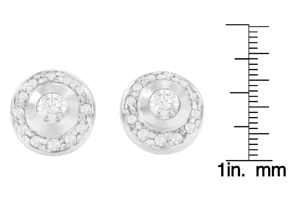 Pendientes de oro blanco de 14 quilates con diamantes de talla redonda de 1/3 ct (HI, SI2-I1) - Friggin Jewelry