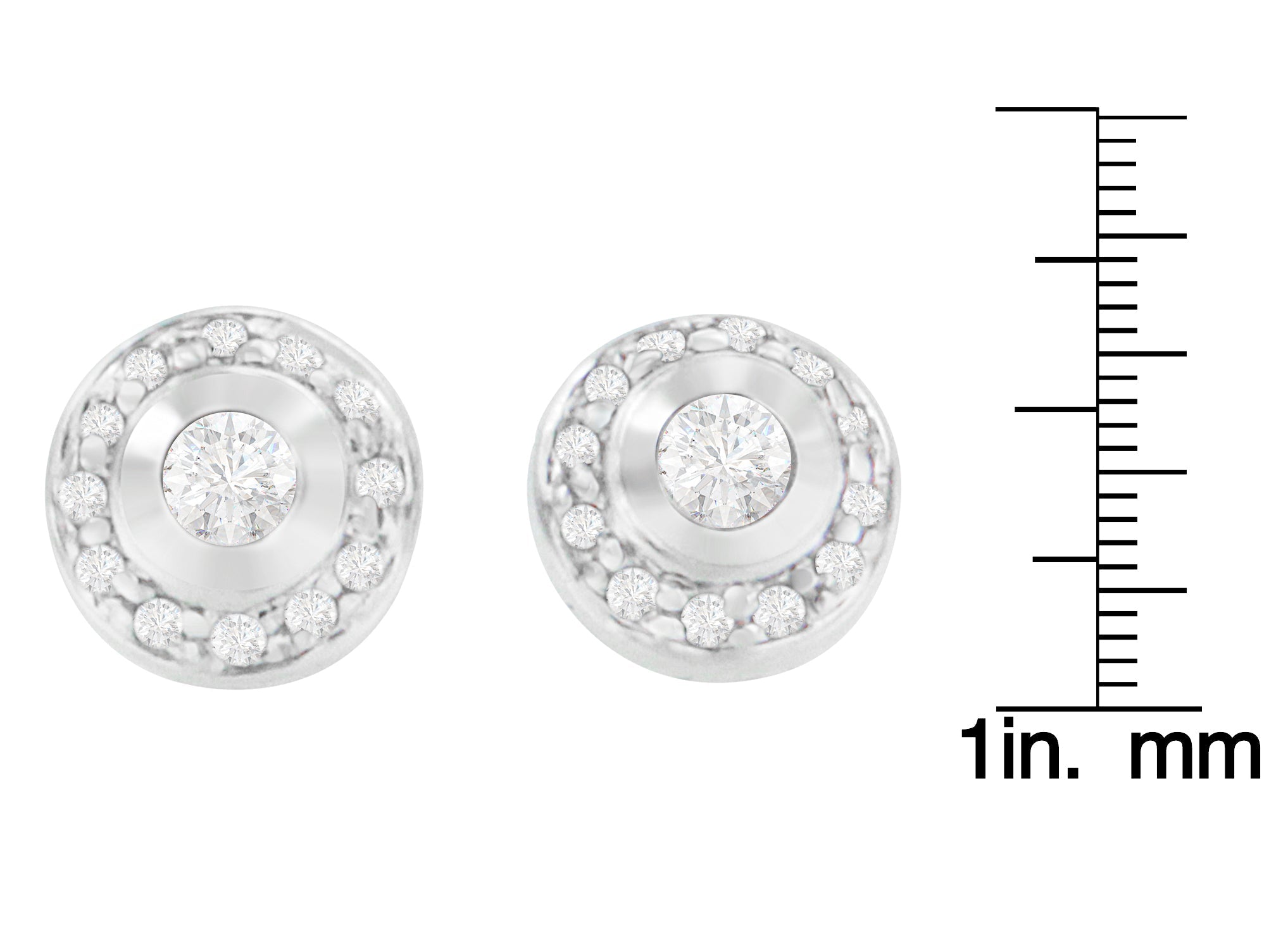 Pendientes de oro blanco de 14 quilates con diamantes de talla redonda de 1/3 ct (HI, SI2-I1) - Friggin Jewelry
