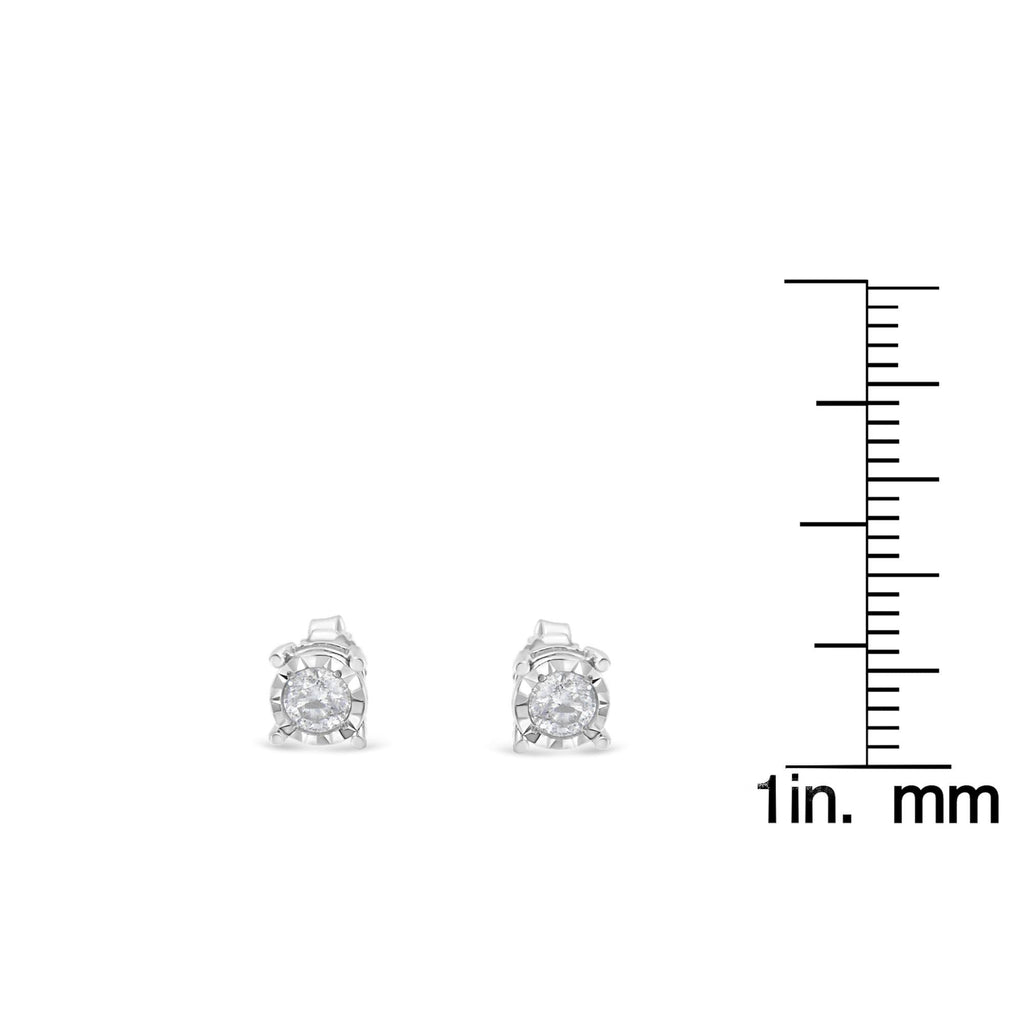 .925 Sterling Silver 1/2 Cttw Near Colorless Round Brilliant-Cut Diamond Miracle-Set Stud Earrings (H-I Color, I2-I3 Clarity) - Friggin Jewelry