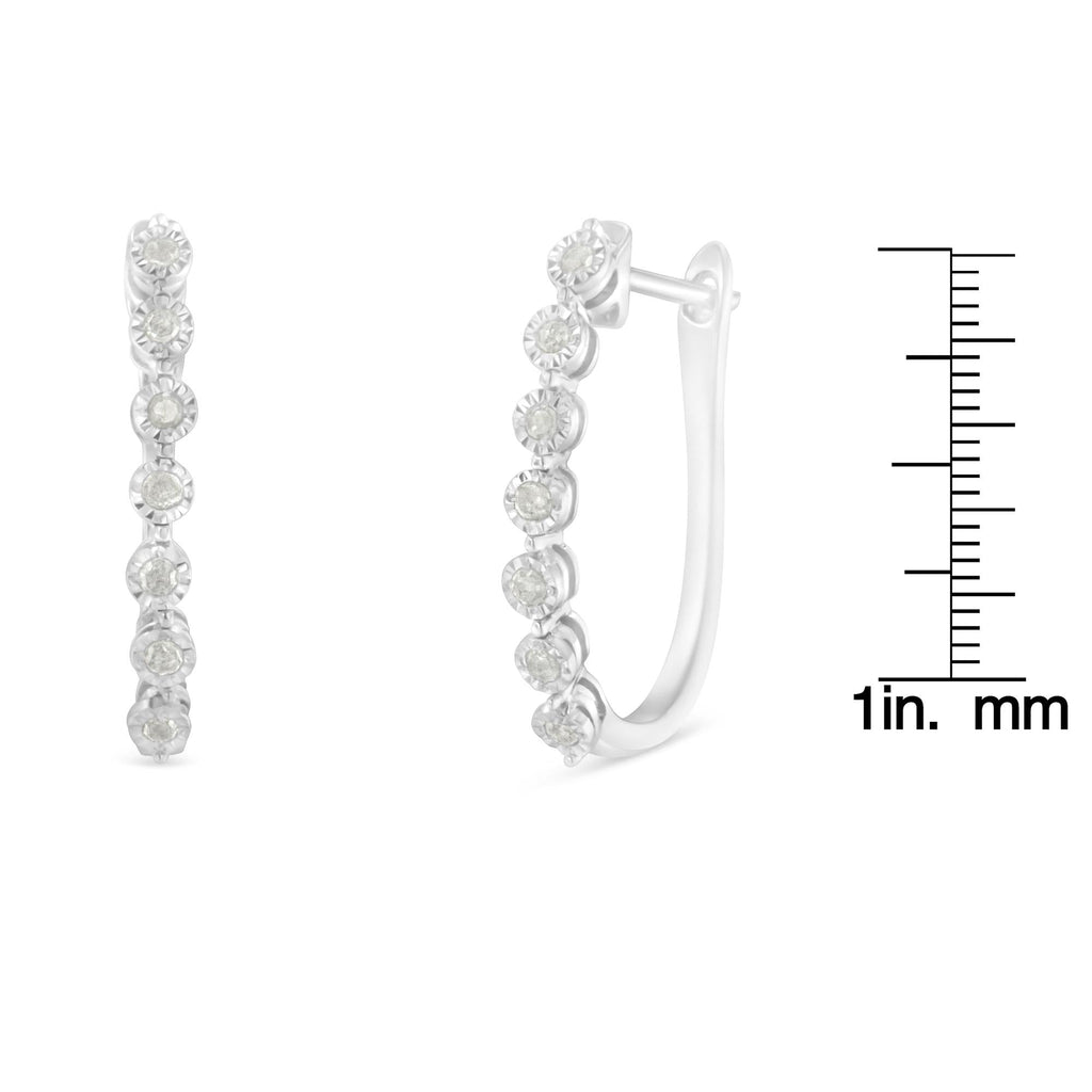 Orecchini a cerchio in argento sterling 925 con 7 diamanti incastonati da 1/2 ct (colore IJ, purezza I3) - Friggin Jewelry
