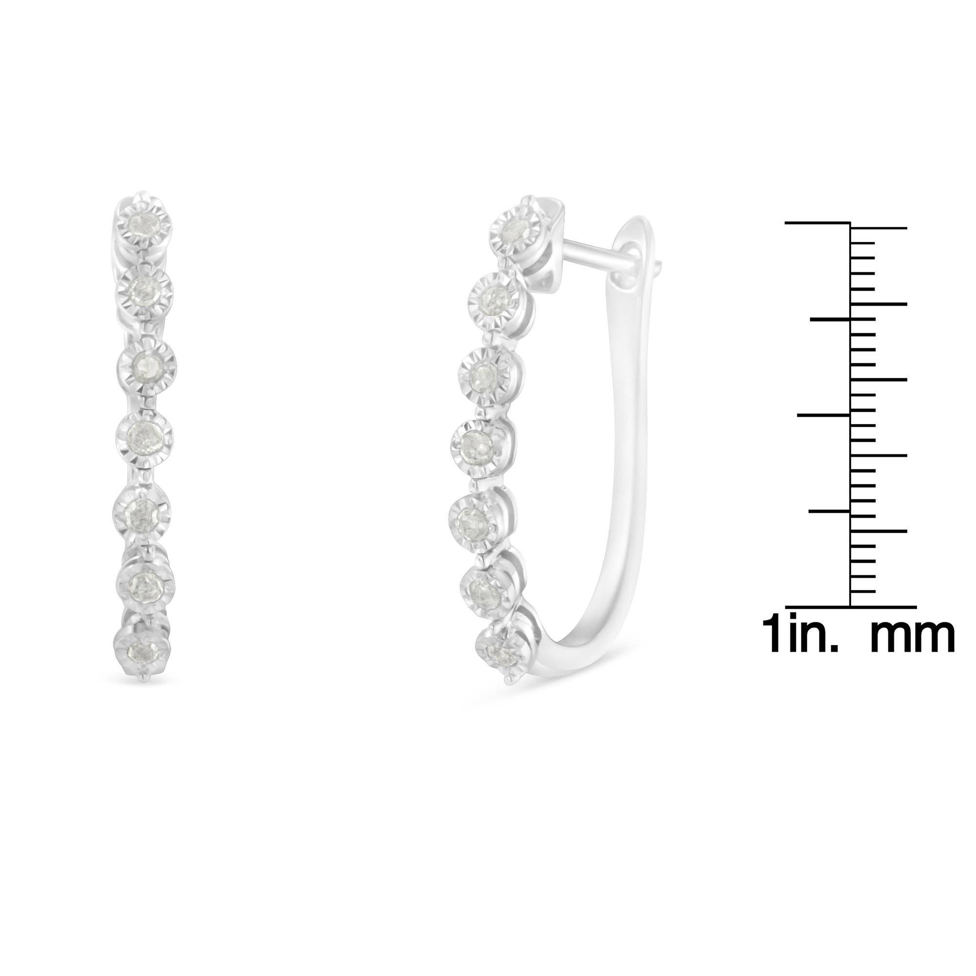 Orecchini a cerchio in argento sterling 925 con 7 diamanti incastonati da 1/2 ct (colore IJ, purezza I3) - Friggin Jewelry