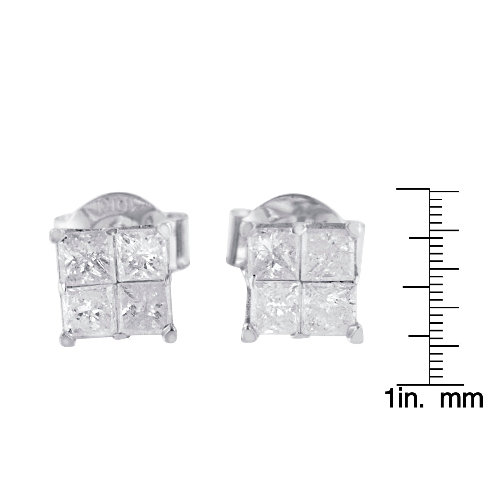Aretes de diamantes en oro blanco de 10 k (0,60 cts, color IJ, claridad I2-I3) - Friggin Jewelry
